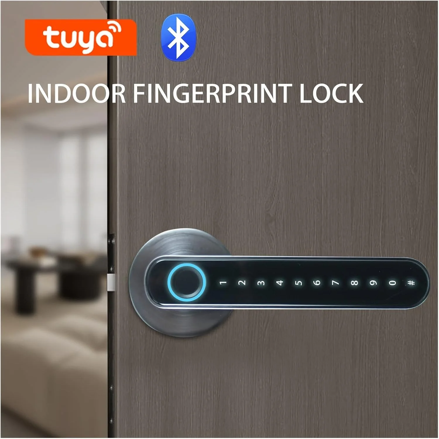 قفل اثر انگشتی درب، بلوتوثی، دیجیتال، الکترونیکی، هوشمند. قفل درب بیومتریک اثر انگشتی، دستگیره بدون کلید دیجیتال، رمز عبور، مناسب خانه هوشمند، دستگیره بالابر برای قفل کردن (1)