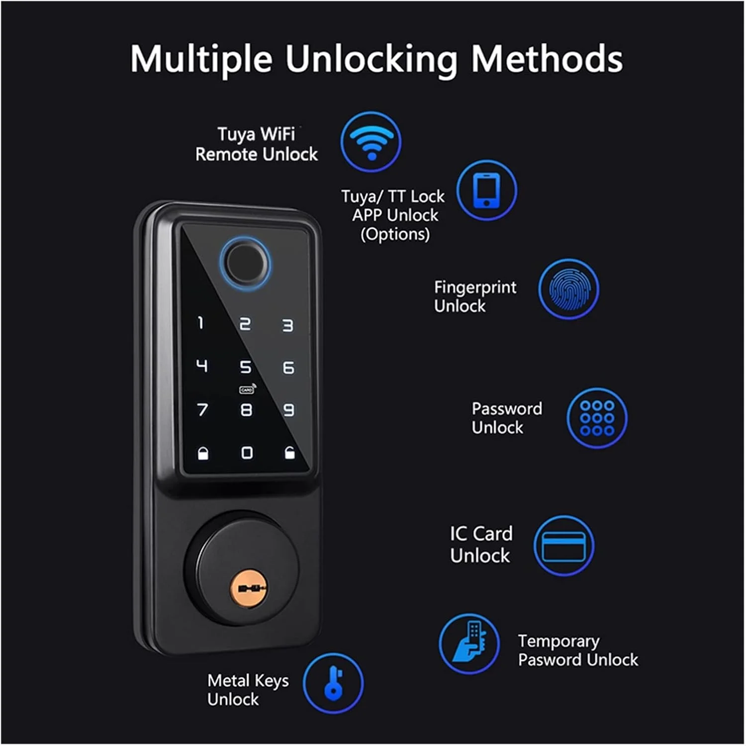 قفل درب اثر انگشتی تویا بلوتوثی دیجیتال الکترونیکی هوشمند، دستگیره درب اثر انگشتی بیومتریک بدون کلید با رمز عبور دیجیتال، دستگیره بالابر هوشمند برای قفل کردن درب منزل (تویا وای فای-نقره ای)