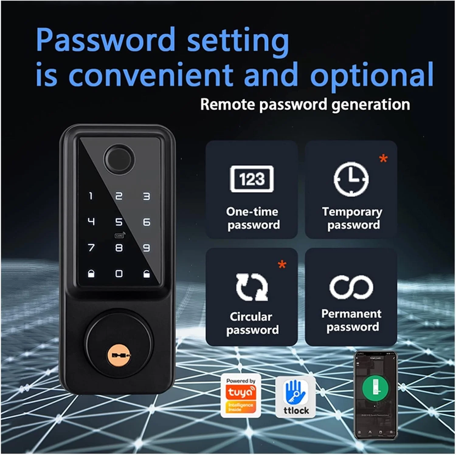 قفل درب اثر انگشتی تویا بلوتوثی دیجیتال الکترونیکی هوشمند، دستگیره درب اثر انگشتی بیومتریک بدون کلید با رمز عبور دیجیتال، دستگیره بالابر هوشمند برای قفل کردن درب منزل (تویا وای فای-نقره ای)