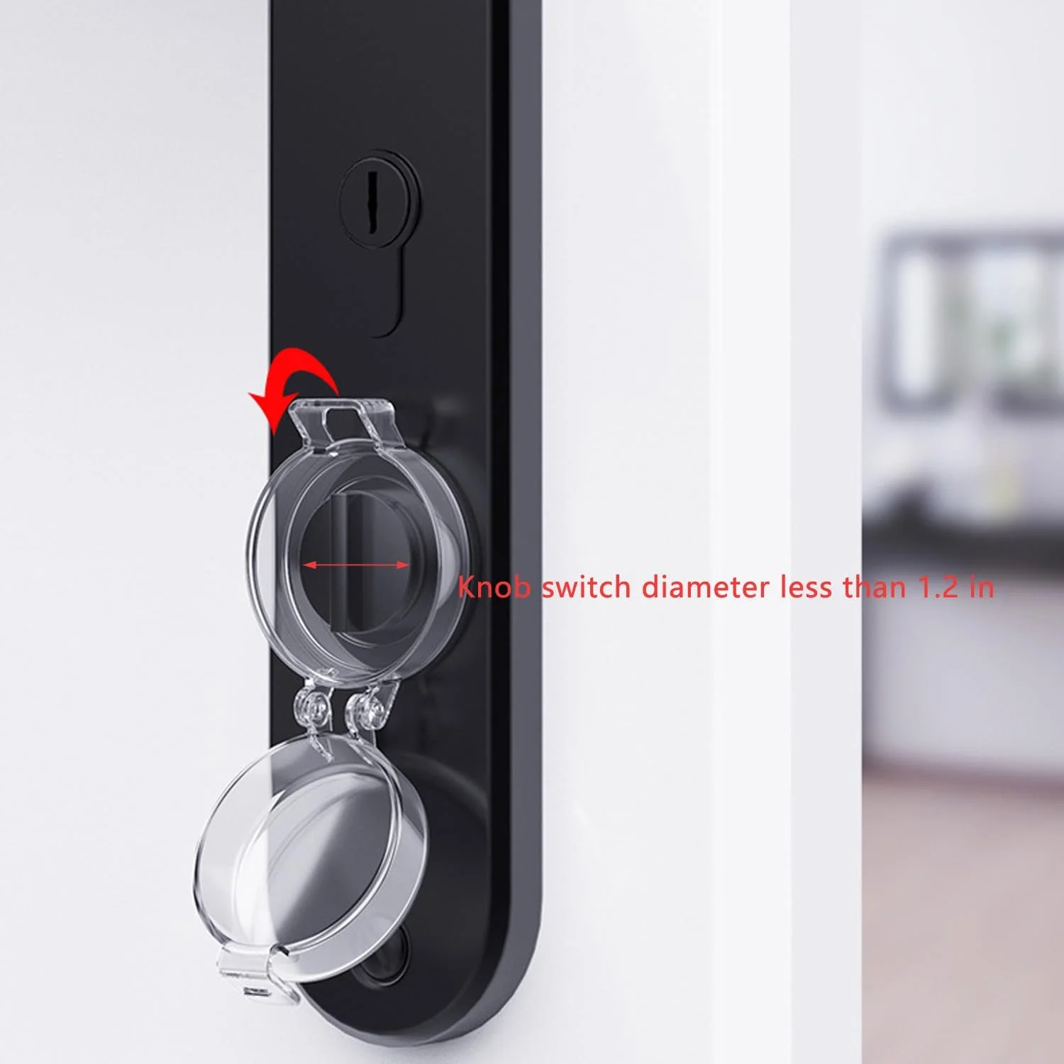 محافظ قفل کودک درب، بسته 3 عددی، شفاف و چسبی برای جلوگیری از قفل شدن ناخواسته درب، مناسب برای قفل های دیجیتال، رمزی و اثر انگشتی، قطر خارجی 3 سانتی متر