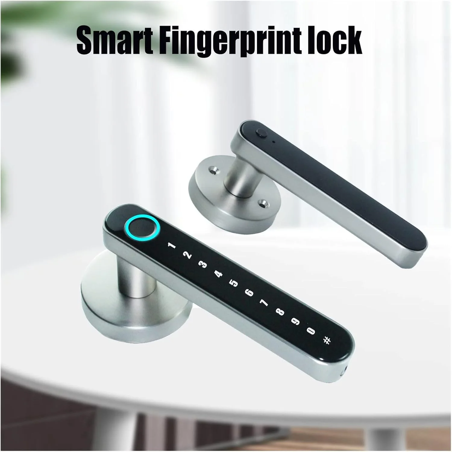دستگیره قفل اثر انگشتی هوشمند برای خانه، آپارتمان، دارای کلید، قفل دیجیتال، صفحه کلید، ورود بدون کلید، دستگیره بالابر الکترونیکی برای قفل کردن