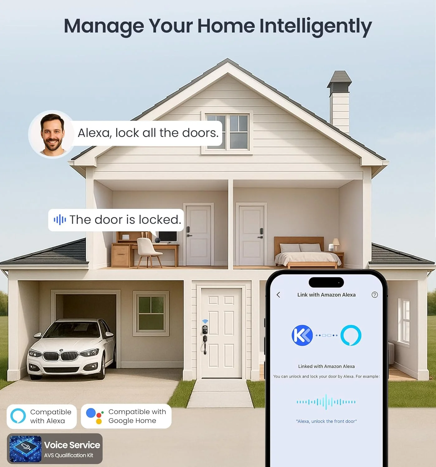 قفل درب هوشمند اثر انگشتی وای فای Veise VE012W برای درب ورودی، کنترل از راه دور با اپلیکیشن، قفل دیجیتال بدون کلید، قفل ددبولت صفحه کلید با کد، مشکی مات قفل درب هوشمند اثر انگشتی وای فای Veise VE012W برای درب ورودی، کنترل از راه دور با اپلیکیشن، قفل دیجیتال بدون کلید، قفل ددبولت صفحه کلید با کد، مشکی مات