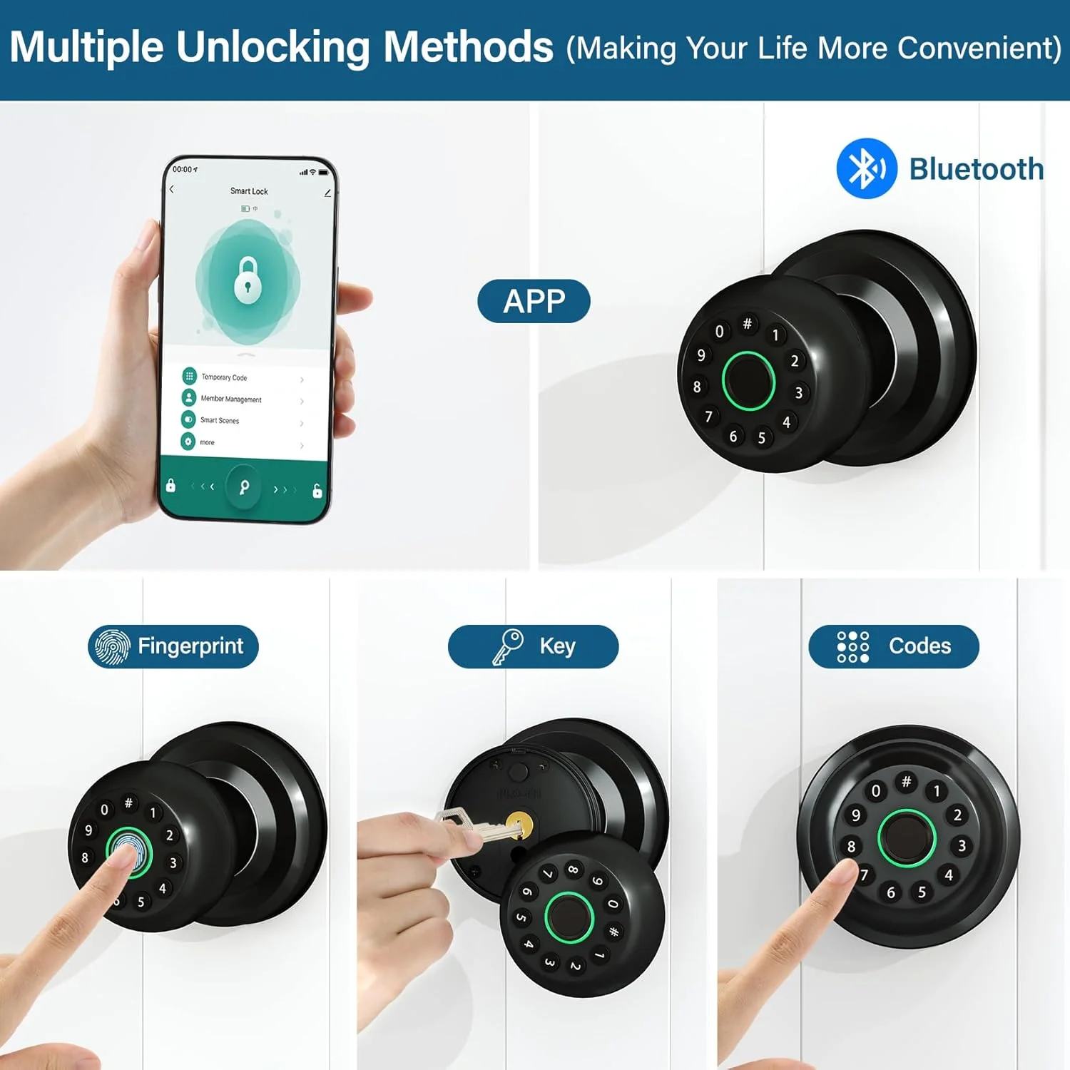 قفل درب صفحه کلید هوشمند TCFUNDY با دستگیره، قفل دیجیتال بدون کلید با دستگیره، دستگیره الکترونیکی اثر انگشتی، نصب آسان، همراه با کلید و کارت IC قفل درب صفحه کلید هوشمند TCFUNDY با دستگیره، قفل دیجیتال بدون کلید با دستگیره، دستگیره الکترونیکی اثر انگشتی، نصب آسان، همراه با کلید و کارت IC