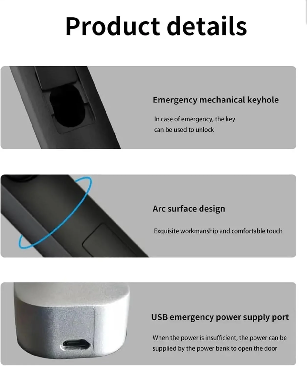 قفل درب هوشمند، قفل درب دیجیتال الکترونیکی اثر انگشتی ضد آب، قفل بدون کلید کارت RFID برای درب آلومینیومی/کشویی (طلایی، 3085)
