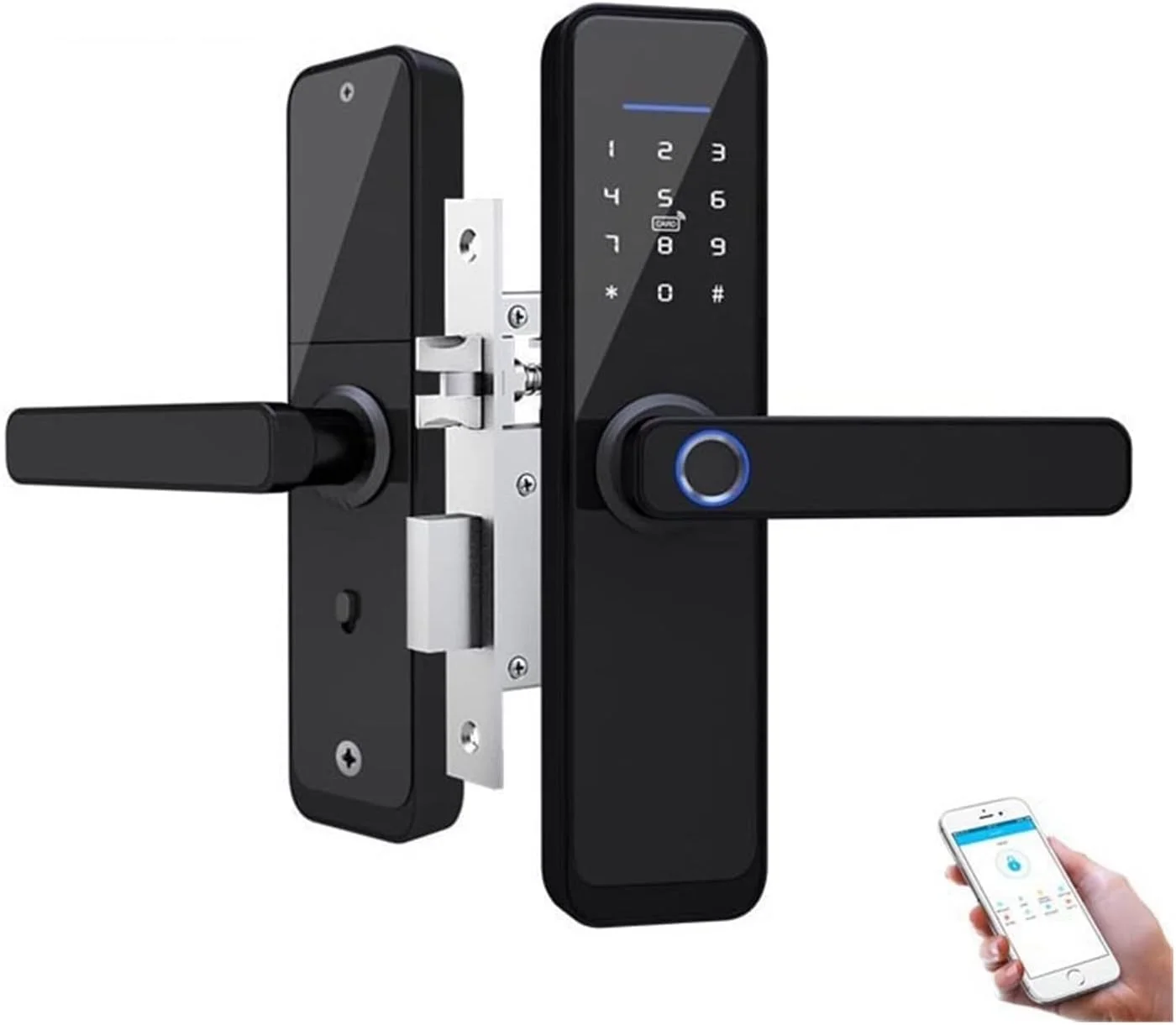 قفل اثر انگشتی درب Tuya، قفل های درب بیومتریک اثر انگشتی، قفل هوشمند هتل، دستگیره ورودی هوشمند خانه، باز کردن قفل با برنامه، قفل دیجیتال هوشمند، دستگیره بالابر برای قفل کردن (بدون زبانه)