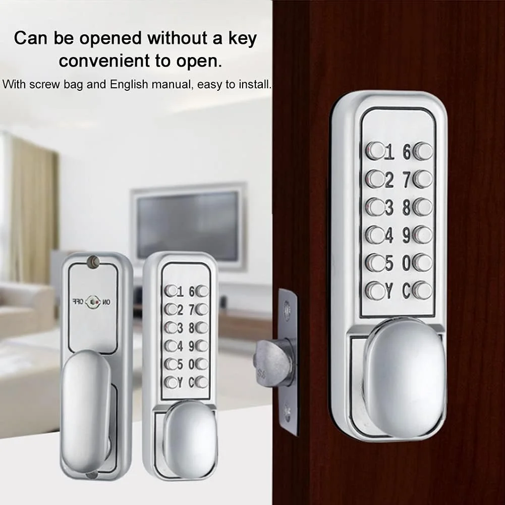 قفل درب بدون کلید، قفل درب مکانیکی ضد آب با دستگیره، مجموعه قفل های درب ترکیبی دیجیتال برای هتل، آپارتمان و دفتر