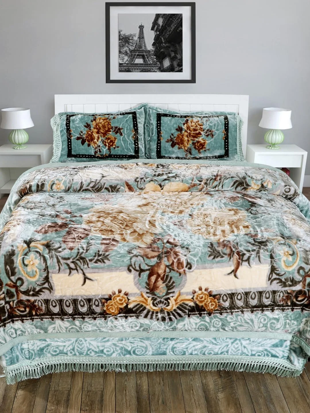 سرویس روتختی عروس کره ای | ست پتو 4 تکه ابری - 1 پتو، 1 ملحفه و 2 روبالشتی مخصوص زوج های تازه ازدواج کرده، بسته بندی شیک