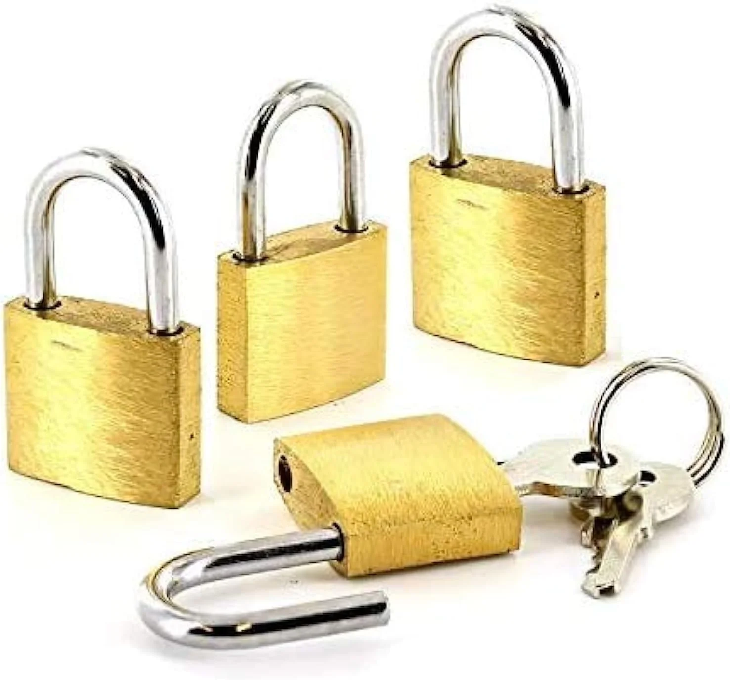 مجموعه 4 عددی قفل های کوچک برنجی عباسعلی برای چمدان، کمدهای شخصی، قفل های برنجی جامد با کلیدهای یکسان