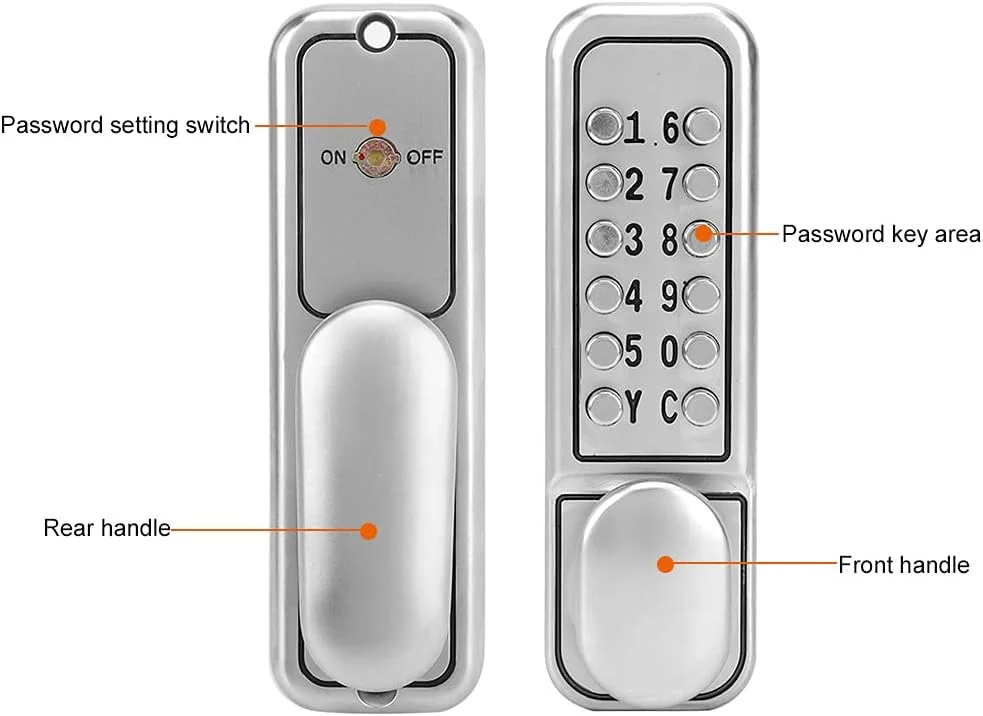 قفل درب بدون کلید، قفل درب مکانیکی ضد آب با دستگیره، مجموعه قفل های درب ترکیبی دیجیتال برای هتل، آپارتمان و دفتر