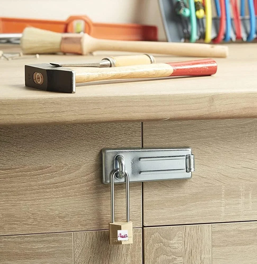 قفل آویز بلند عباسعلی با کلید - قفل امنیتی بیرونی برای سوله، گاراژ، باغ، دروازه و غیره (3 عدد)