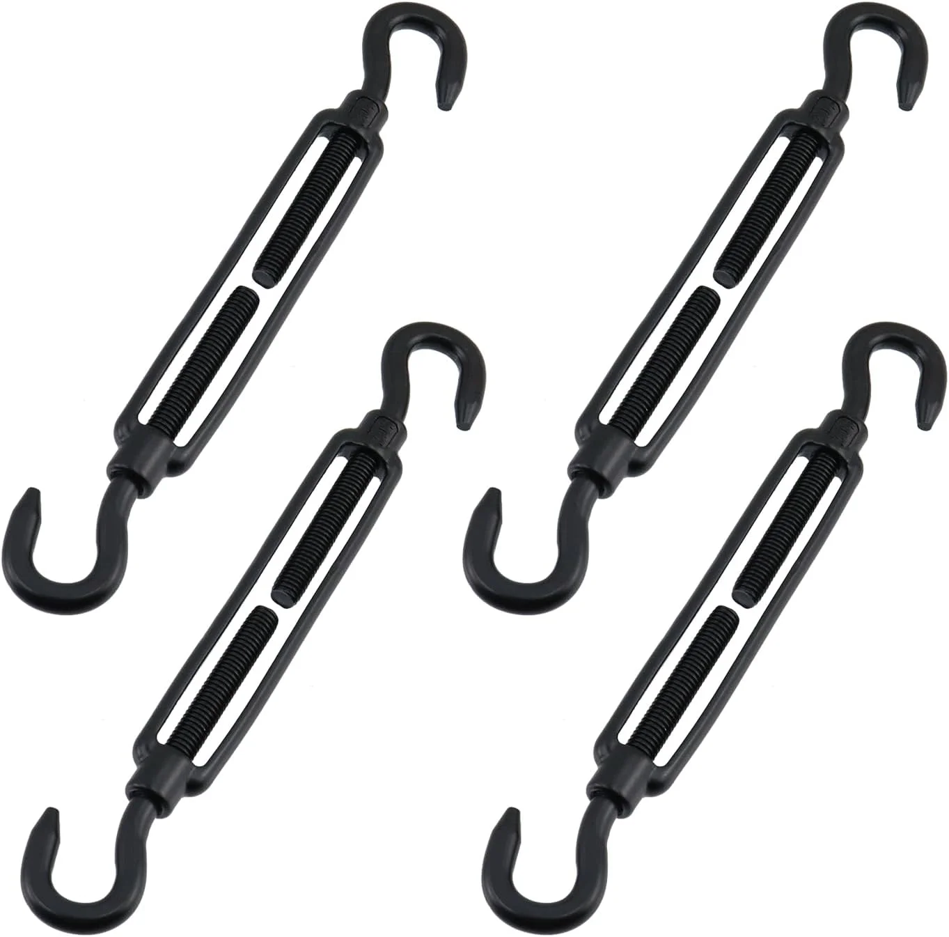 4 عدد بست فلزی M8 از جنس استیل ضد زنگ، قلاب و چشمی کششی، تنظیم کننده سیم بکسل مشکی قابل تنظیم، بست های تزئینی برای آویزان کردن سایه بان در باغ 4 عدد بست فلزی M8 از جنس استیل ضد زنگ، قلاب و چشمی کششی، تنظیم کننده سیم بکسل مشکی قابل تنظیم، بست های تزئینی برای آویزان کردن سایه بان در باغ