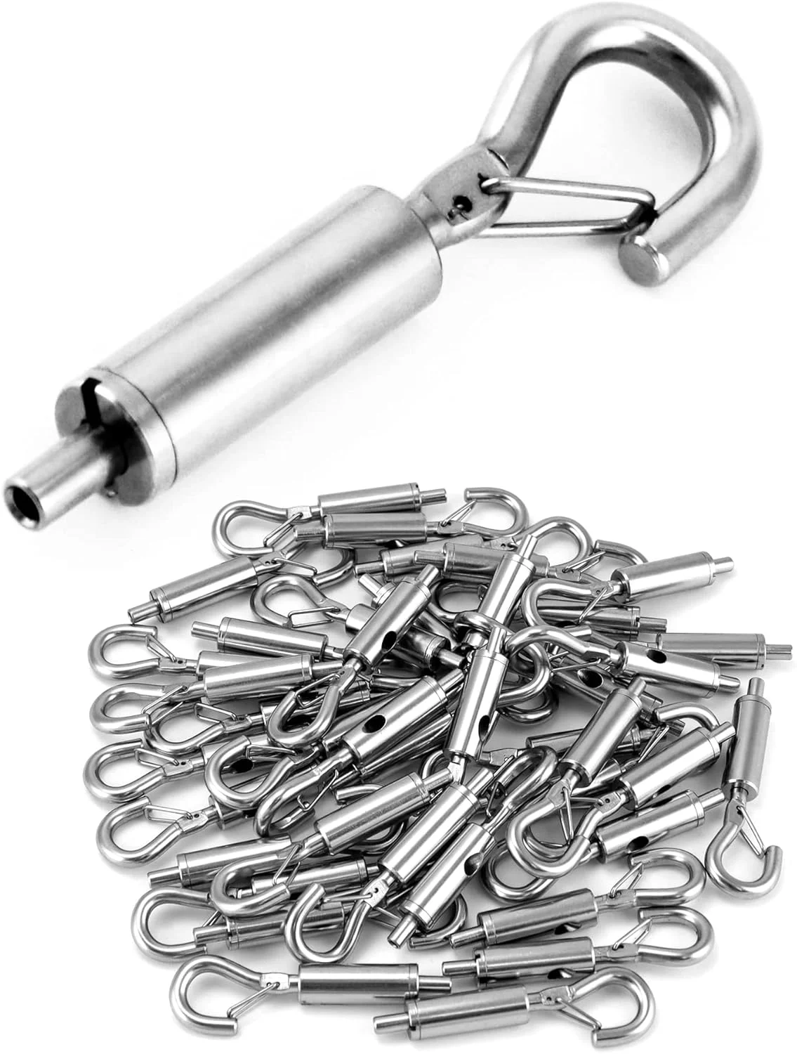 آویز سیم بکسل فولادی QWORK، بسته 40 عددی قلاب و چشم قابل حمل برای کشش سیم بکسل استیل 1/16-3/32 اینچ