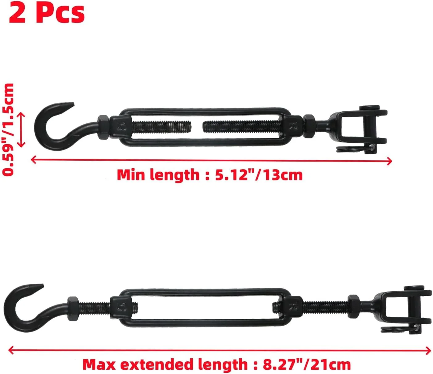 دو عدد مهارکش M5، فولاد ضد زنگ 304، دهانه و قلاب سنگین، سیم بکسل مهارکش برای کابل ها، نصب طناب چادر