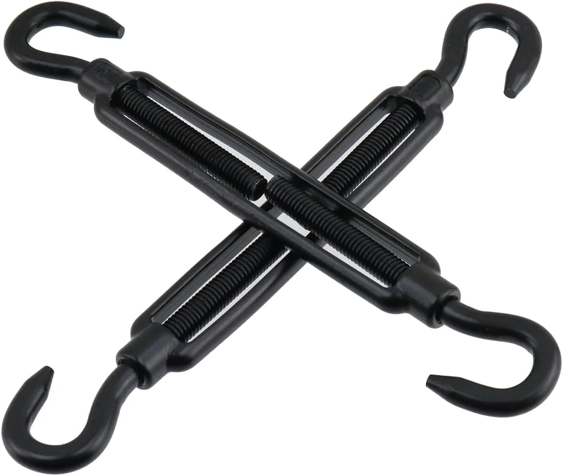 4 عدد بست فلزی M8 از جنس استیل ضد زنگ، قلاب و چشمی کششی، تنظیم کننده سیم بکسل مشکی قابل تنظیم، بست های تزئینی برای آویزان کردن سایه بان در باغ 4 عدد بست فلزی M8 از جنس استیل ضد زنگ، قلاب و چشمی کششی، تنظیم کننده سیم بکسل مشکی قابل تنظیم، بست های تزئینی برای آویزان کردن سایه بان در باغ