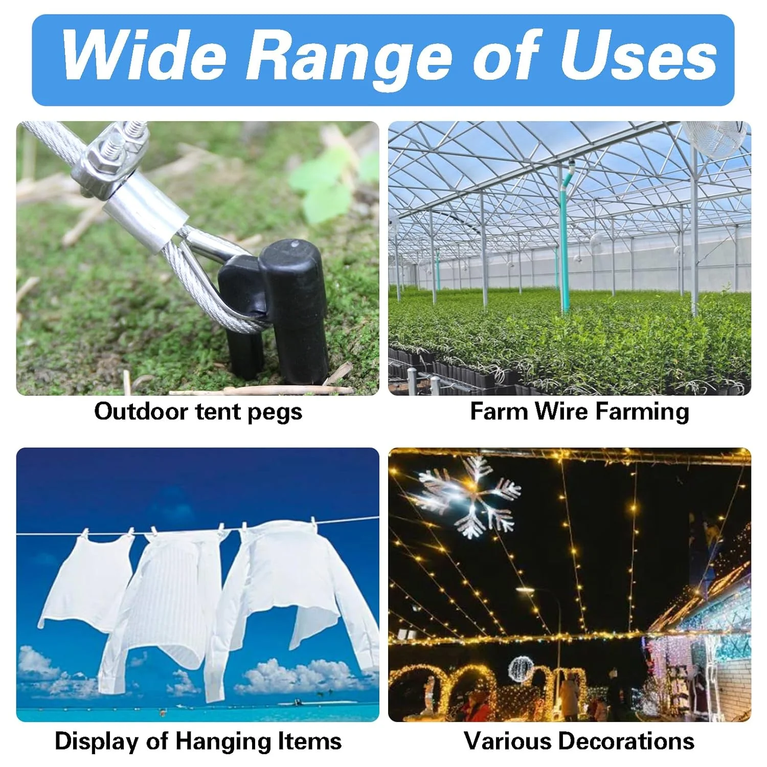 کابل فولادی 1/8 اینچی، سیم بکسل فولادی، 200 فوت بست سیم بکسل، کابل فولادی ضد زنگ با روکش وینیل برای فضای باز، باغ، آشپزخانه، صنایع دستی با بست کابل فولادی 1/8 اینچی، سیم بکسل فولادی، 200 فوت بست سیم بکسل، کابل فولادی ضد زنگ با روکش وینیل برای فضای باز، باغ، آشپزخانه، صنایع دستی با بست