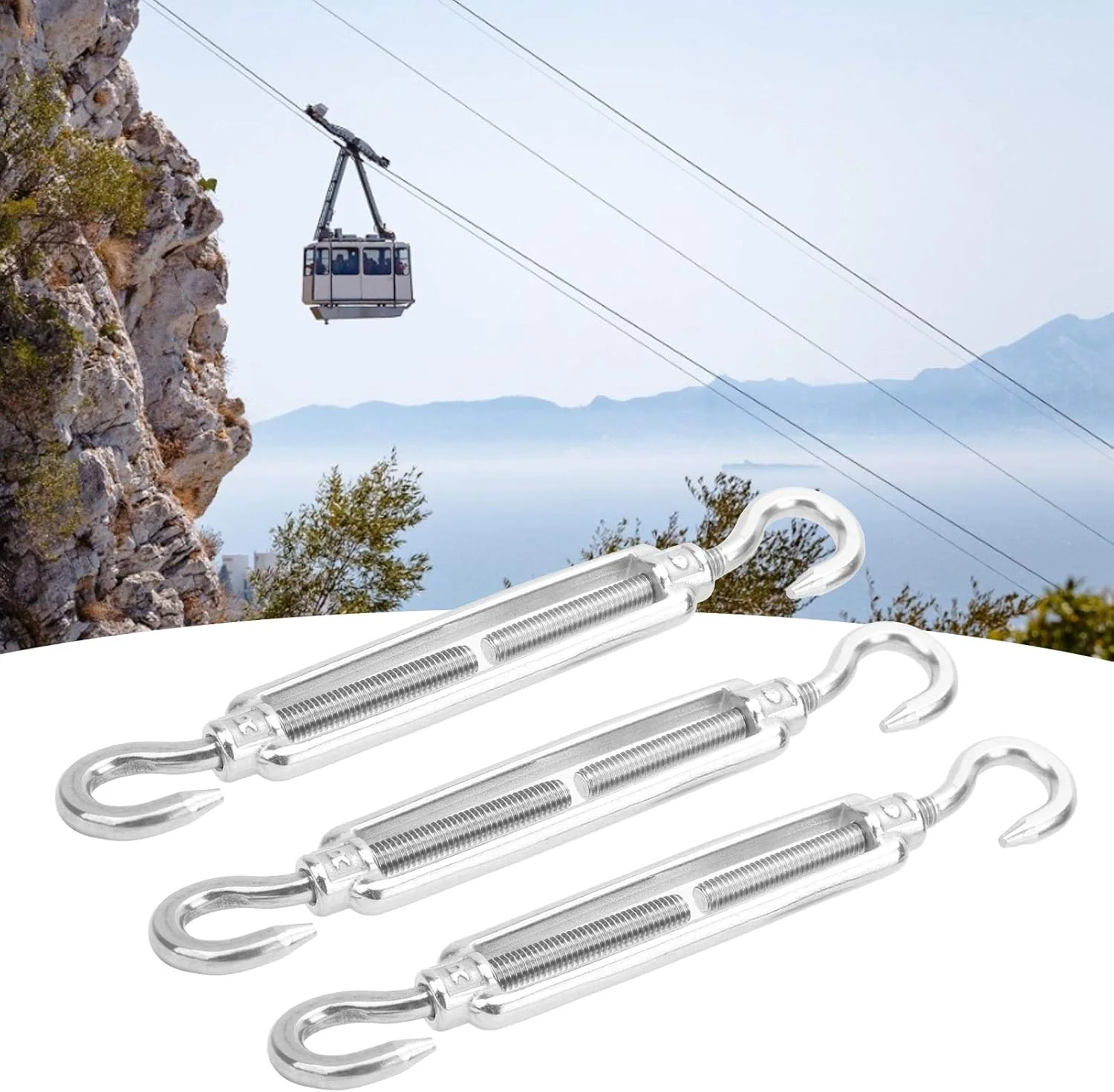 10 عدد بست فلزی قلاب و قلاب از جنس استنلس استیل 304، سیم جمع کن فولادی، بست فلزی نوع قلاب M6