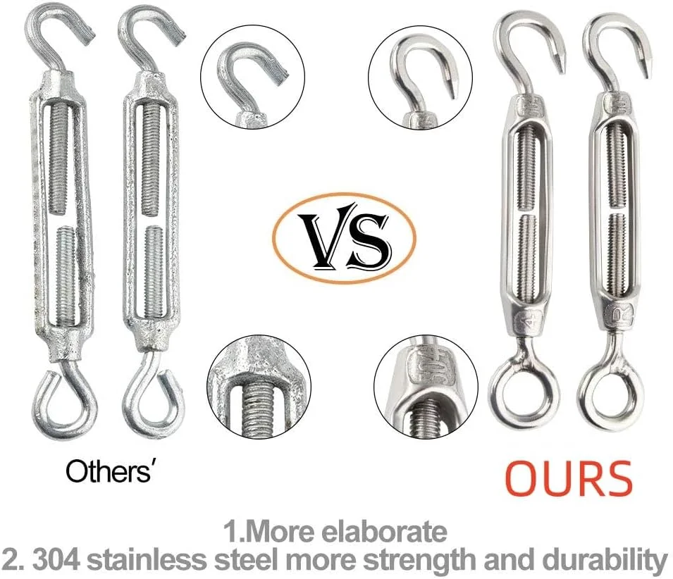 6 عدد سیم بکسل سفت کن M4 استیل ضد زنگ، بست قابل تنظیم با قلاب و چشمی، مقاوم 6 عدد سیم بکسل سفت کن M4 استیل ضد زنگ، بست قابل تنظیم با قلاب و چشمی، مقاوم