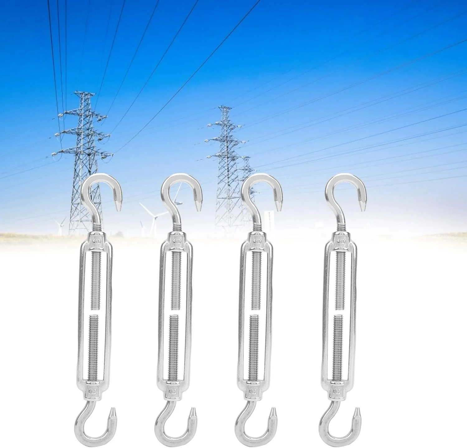 10 عدد بست فلزی قلاب و قلاب از جنس استنلس استیل 304، سیم جمع کن فولادی، بست فلزی نوع قلاب M6