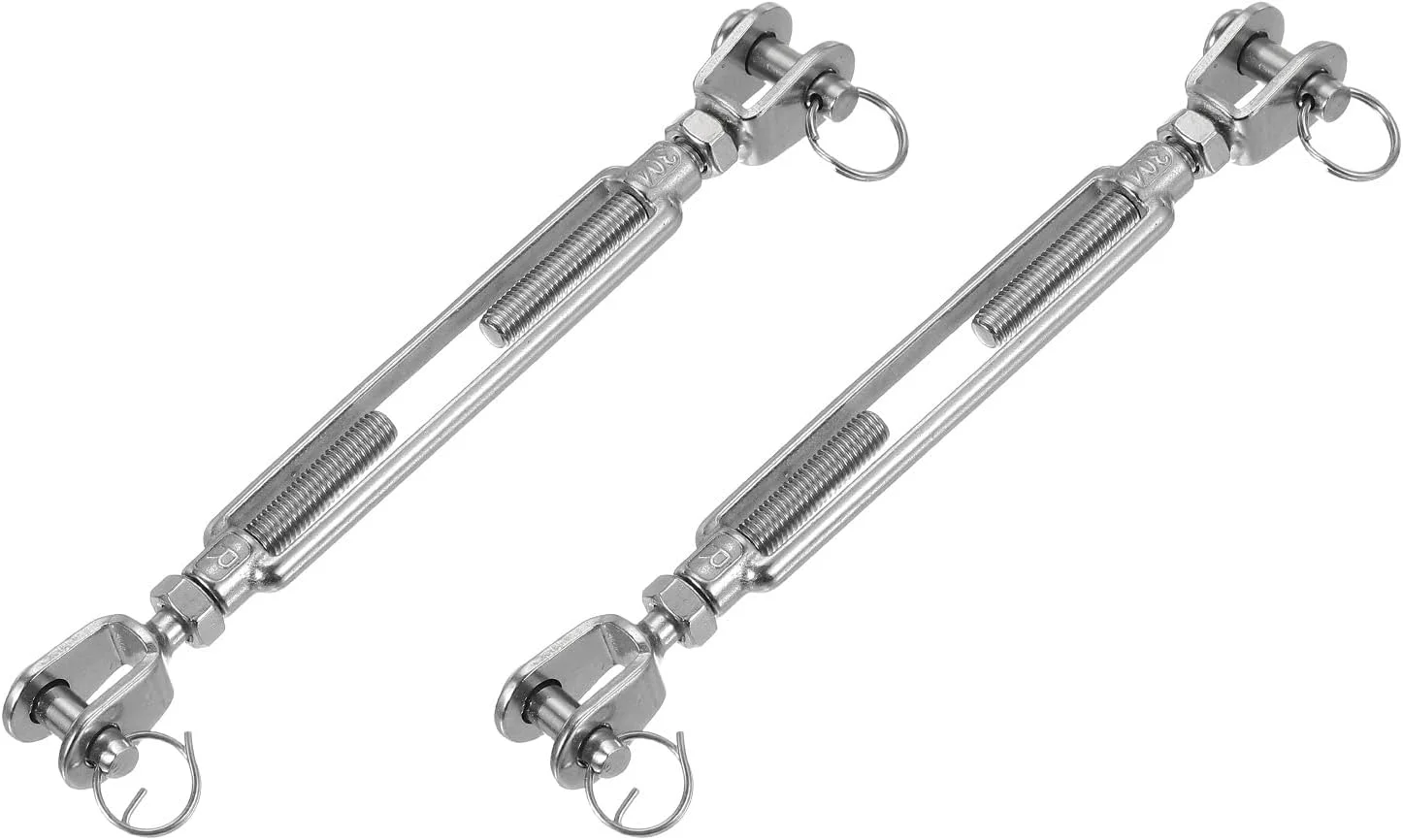 دو عدد مهارکش فک و فک M8 (5/16 اینچ) برای کشش سیم بکسل، مهارکش فولاد ضد زنگ 304 قابل تنظیم برای سایبان، بند رخت، ظرفیت بار کاری 950 کیلوگرم