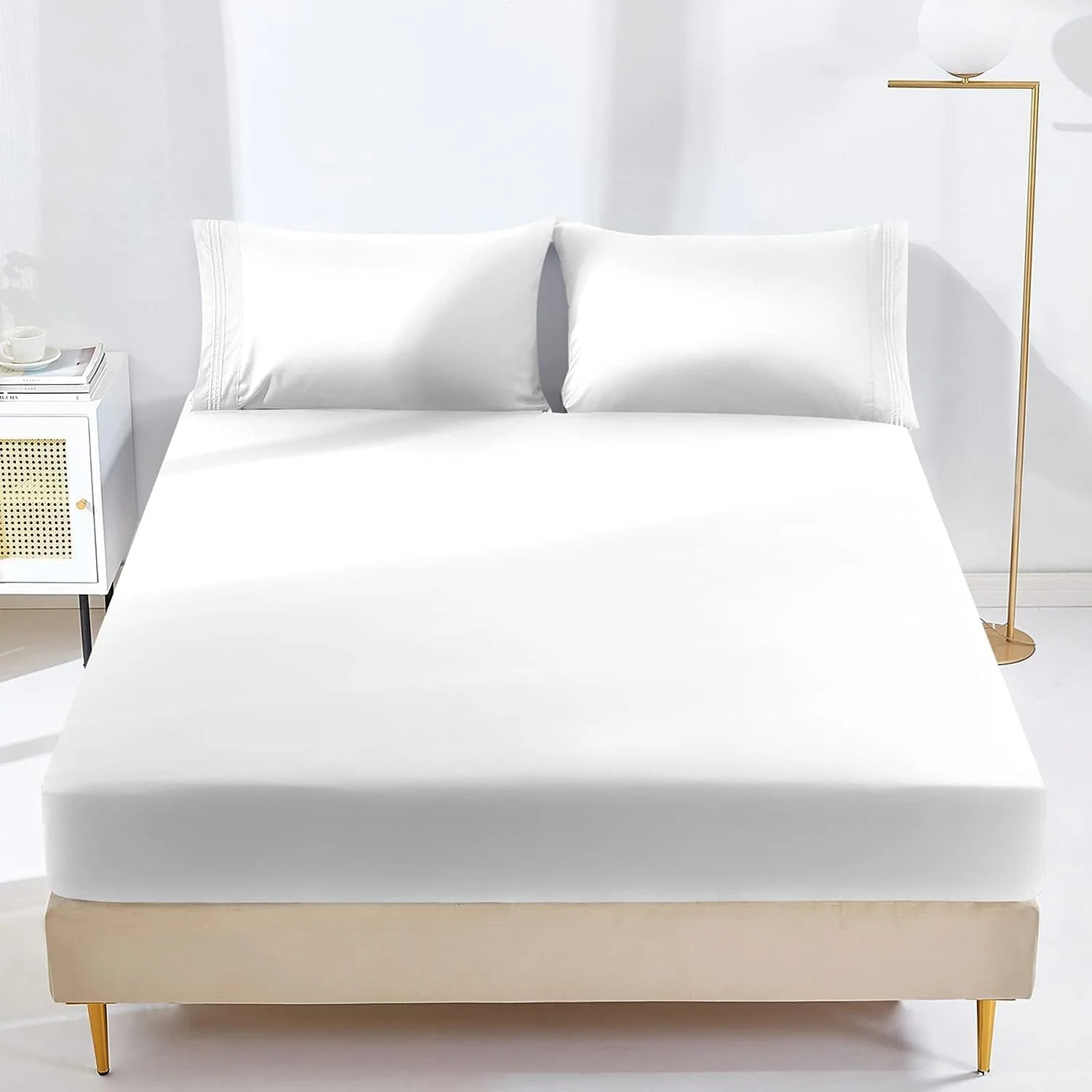 ملحفه تخت سایز کینگ و رو بالشتی (ست 3 تکه) بافت پرکال پنبه ای، نرم و لوکس، ملحفه با کیفیت هتلی - 180 تراکم