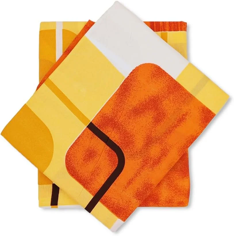 ملحفه تک نفره طرح کاشی هندسی زرد BYFT Orchard Comfort به همراه یک روبالشتی، ابعاد ۱۵۰ در ۲۳۰ سانتی متر، جنس میکروفایبر
