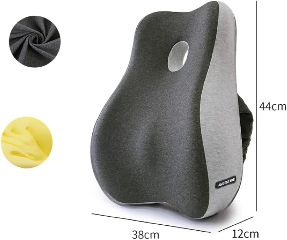 بالشتک پشتی کمری AYF برای صندلی اداری، فوم حافظه‌دار با روکش توری تنفسی برای تسکین درد کمر، بالشتک کمری ارگونومیک برای صندلی کامپیوتر/اداری، صندلی خودرو و غیره (خاکستری)