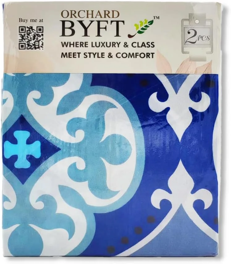 ملحفه تک نفره طرح پرتغالی آبی BYFT Orchard Comfort به همراه یک روبالشی، ابعاد 150x230 سانتی متر، جنس میکروفایبر