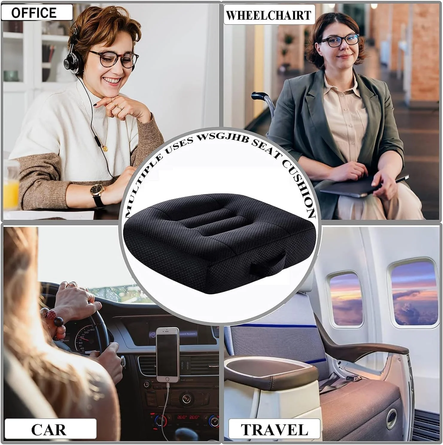 بالشتک صندلی تقویتی خودرو، بالشتک پشتیبانی ارگونومیک از وضعیت بدنی با زیره ضد لغزش، پد صندلی تقویتی با اندازه جهانی برای صندلی های اداری، ویلچر و وسایل نقلیه بالشتک صندلی تقویتی خودرو، بالشتک پشتیبانی ارگونومیک از وضعیت بدنی با زیره ضد لغزش، پد صندلی تقویتی با اندازه جهانی برای صندلی های اداری، ویلچر و وسایل نقلیه