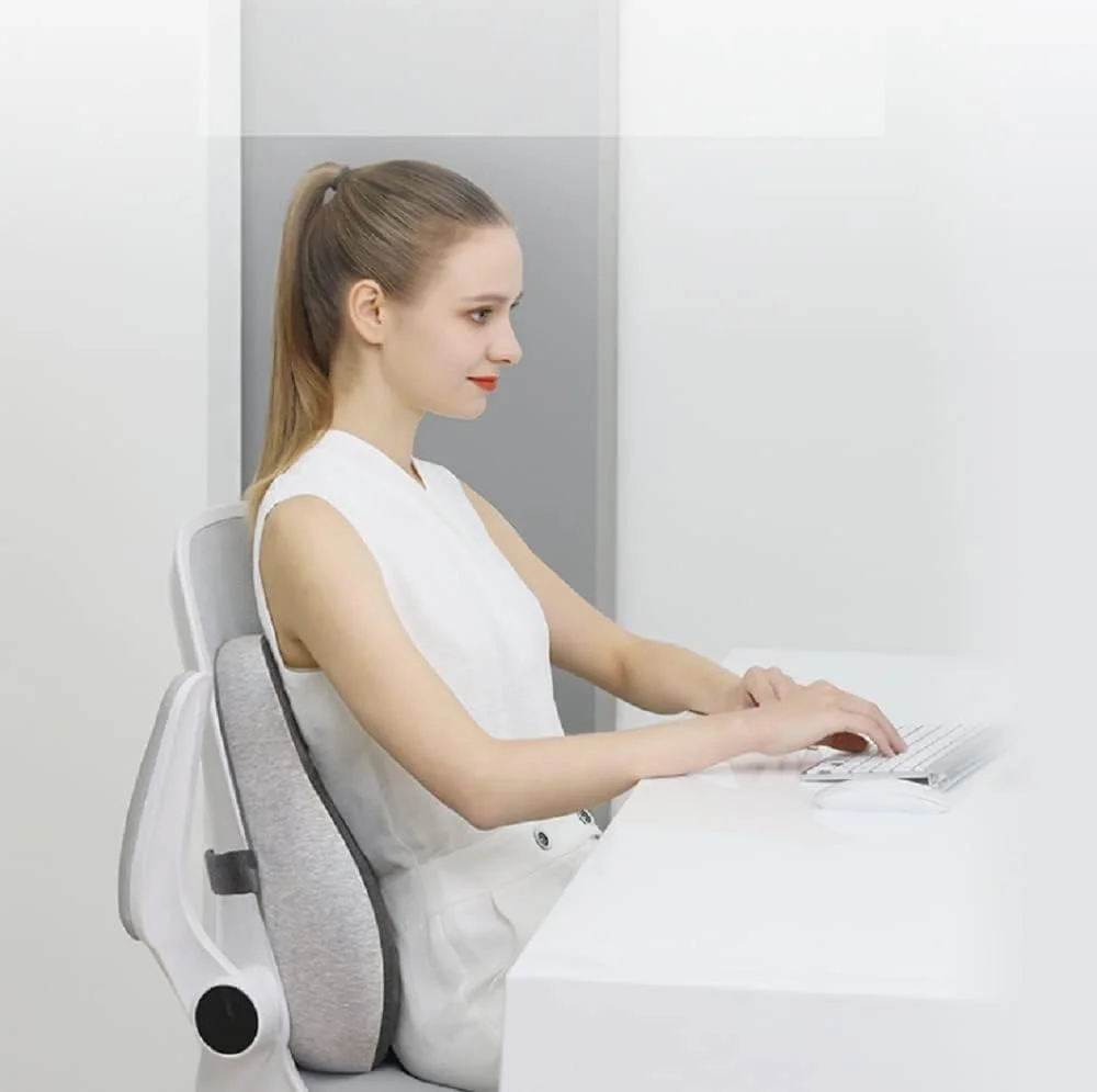 بالشتک پشتی کمری AYF برای صندلی اداری، فوم حافظه‌دار با روکش توری تنفسی برای تسکین درد کمر، بالشتک کمری ارگونومیک برای صندلی کامپیوتر/اداری، صندلی خودرو و غیره (خاکستری)