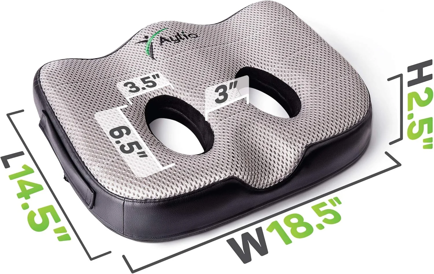 بالشتک صندلی آیلیو برای تسکین درد استخوان نشیمنگاه و کمر، باسن، دنبالچه، لگن، همسترینگ، پشتیبانی از وضعیت بدنی - فوم حافظه دار راحت برای صندلی اداری یا ماشین