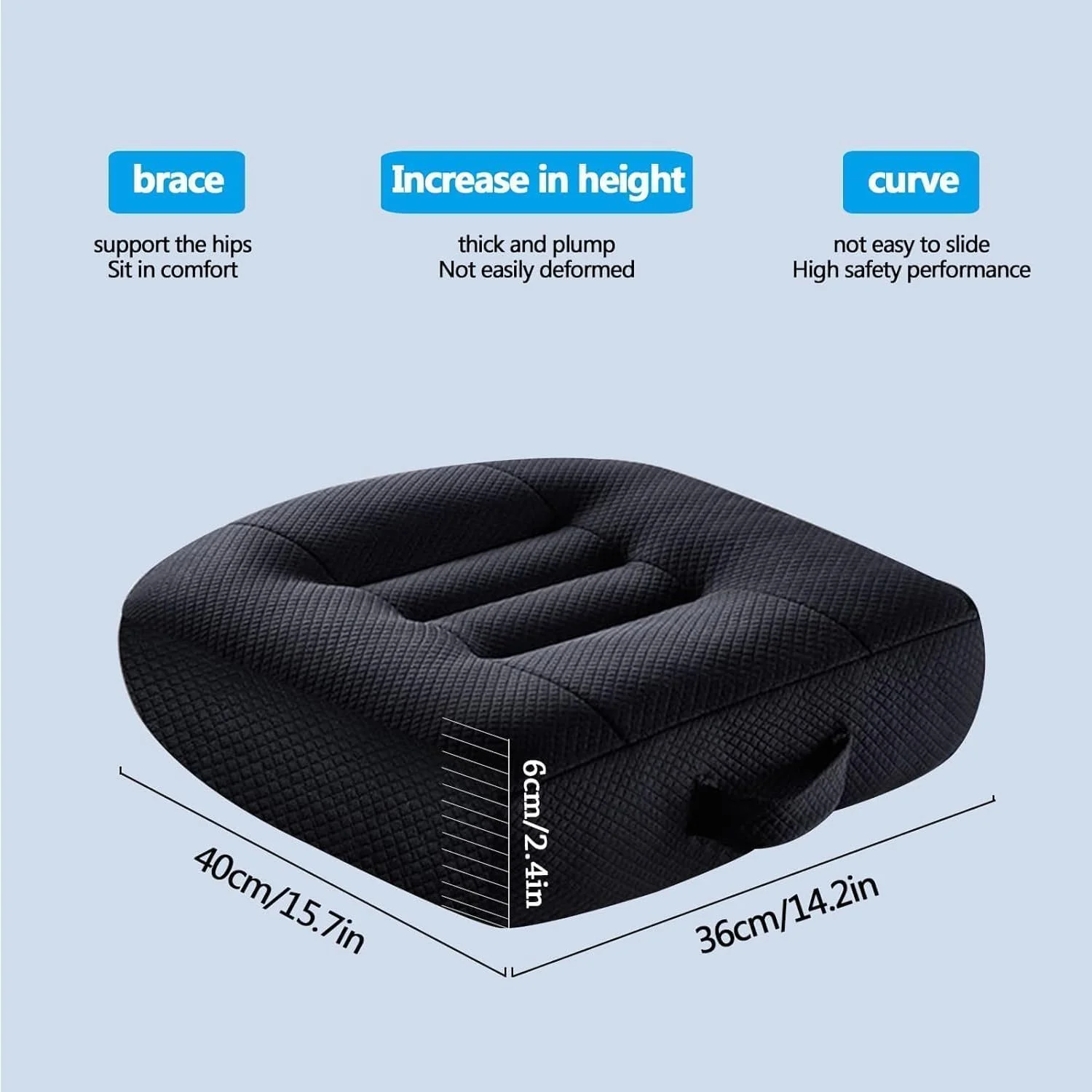 بالشتک صندلی تقویتی خودرو، بالشتک پشتیبانی ارگونومیک از وضعیت بدنی با زیره ضد لغزش، پد صندلی تقویتی با اندازه جهانی برای صندلی های اداری، ویلچر و وسایل نقلیه بالشتک صندلی تقویتی خودرو، بالشتک پشتیبانی ارگونومیک از وضعیت بدنی با زیره ضد لغزش، پد صندلی تقویتی با اندازه جهانی برای صندلی های اداری، ویلچر و وسایل نقلیه