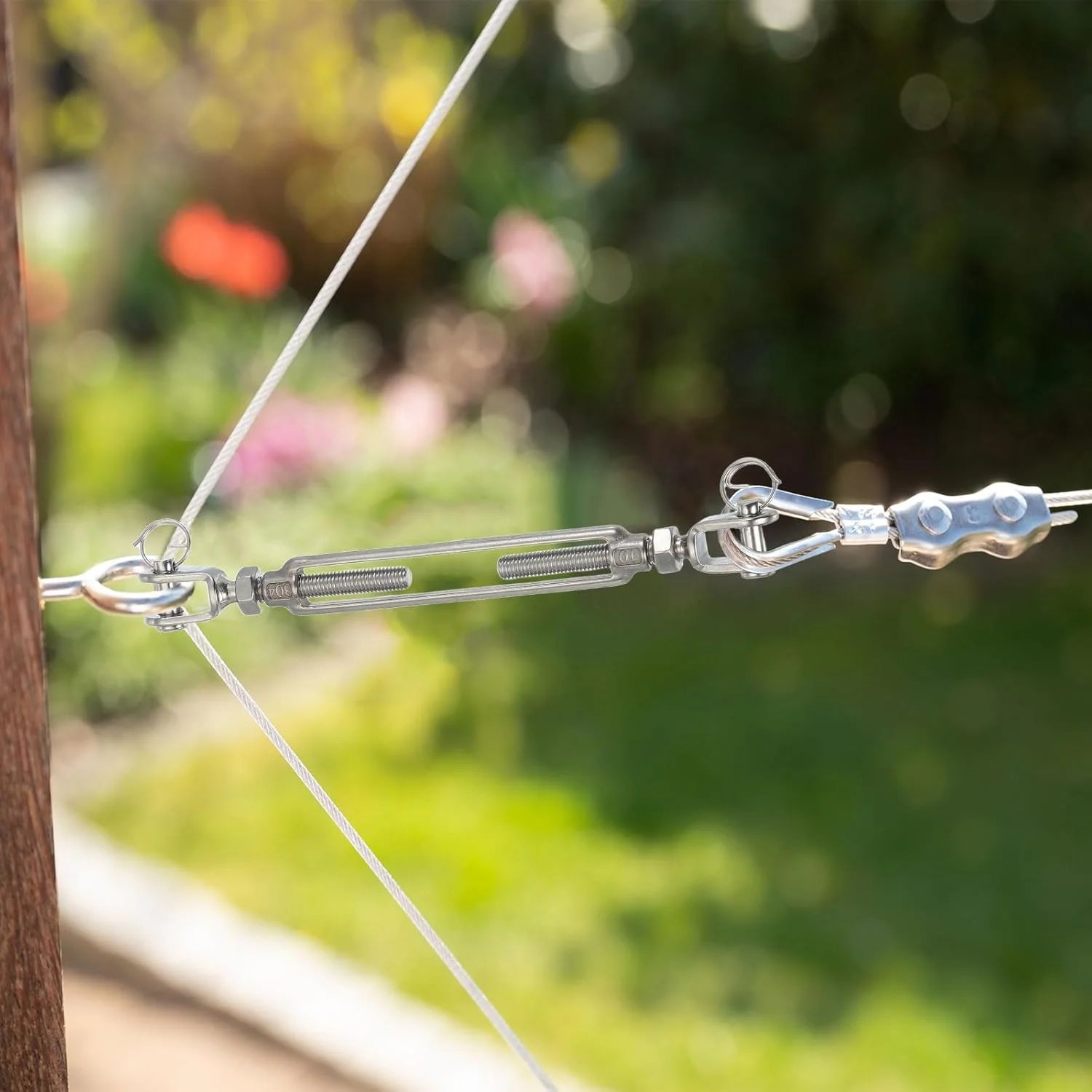 دو عدد مهارکش فک و فک M8 (5/16 اینچ) برای کشش سیم بکسل، مهارکش فولاد ضد زنگ 304 قابل تنظیم برای سایبان، بند رخت، ظرفیت بار کاری 950 کیلوگرم