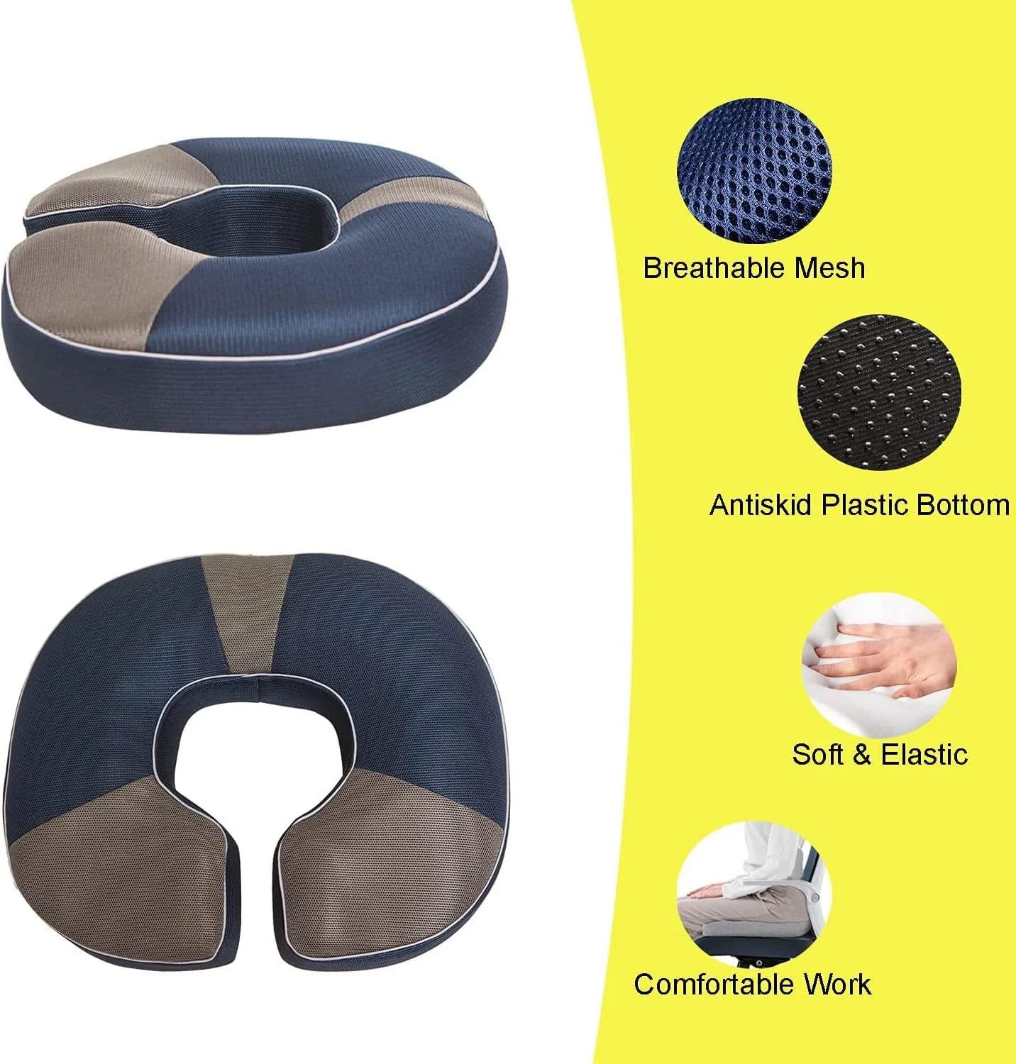 بالشتک دوناتی ممتاز AYF، بالشتک صندلی فوم حافظه دار بامبو برای خانه، صندلی اداری، ماشین، کاهش درد دنبالچه (خاکستری تیره) بالشتک دوناتی ممتاز AYF، بالشتک صندلی فوم حافظه دار بامبو برای خانه، صندلی اداری، ماشین، کاهش درد دنبالچه (خاکستری تیره)