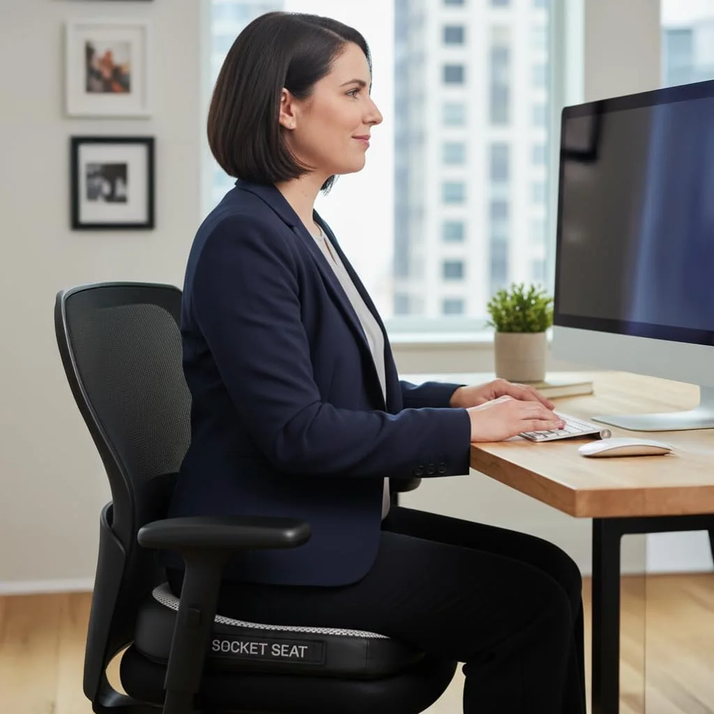 بالشتک صندلی آیلیو برای تسکین درد استخوان نشیمنگاه و کمر، باسن، دنبالچه، لگن، همسترینگ، پشتیبانی از وضعیت بدنی - فوم حافظه دار راحت برای صندلی اداری یا ماشین