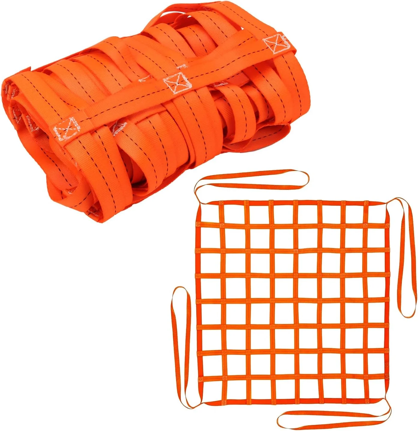 تسمه های توری ایمنی برای بلند کردن بار، توری تخت نایلونی 1x1 متر برای حمل و بلند کردن بار، توری مشبک مربعی برای جابجایی، کشیدن، بلند کردن و تخلیه بارهای سنگین در ساخت و ساز