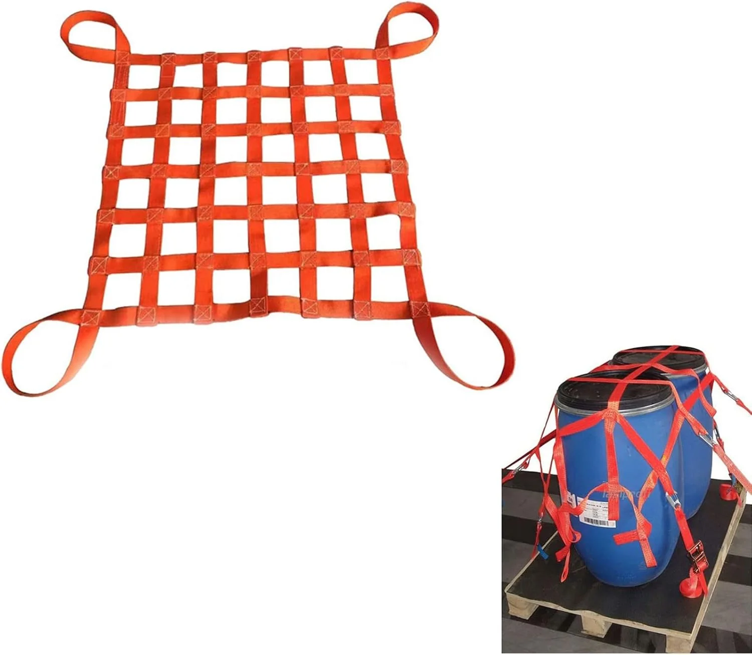 تسمه های توری حمل بار - تور آویز ایمنی حمل بار، توری تخت پلی استر برای حمل بار، تورهای حمل بار، توری محکم کننده بار، توری بستن جعبه ها و پالت ها، ظرفیت بارگیری 0.3-3.5 تن