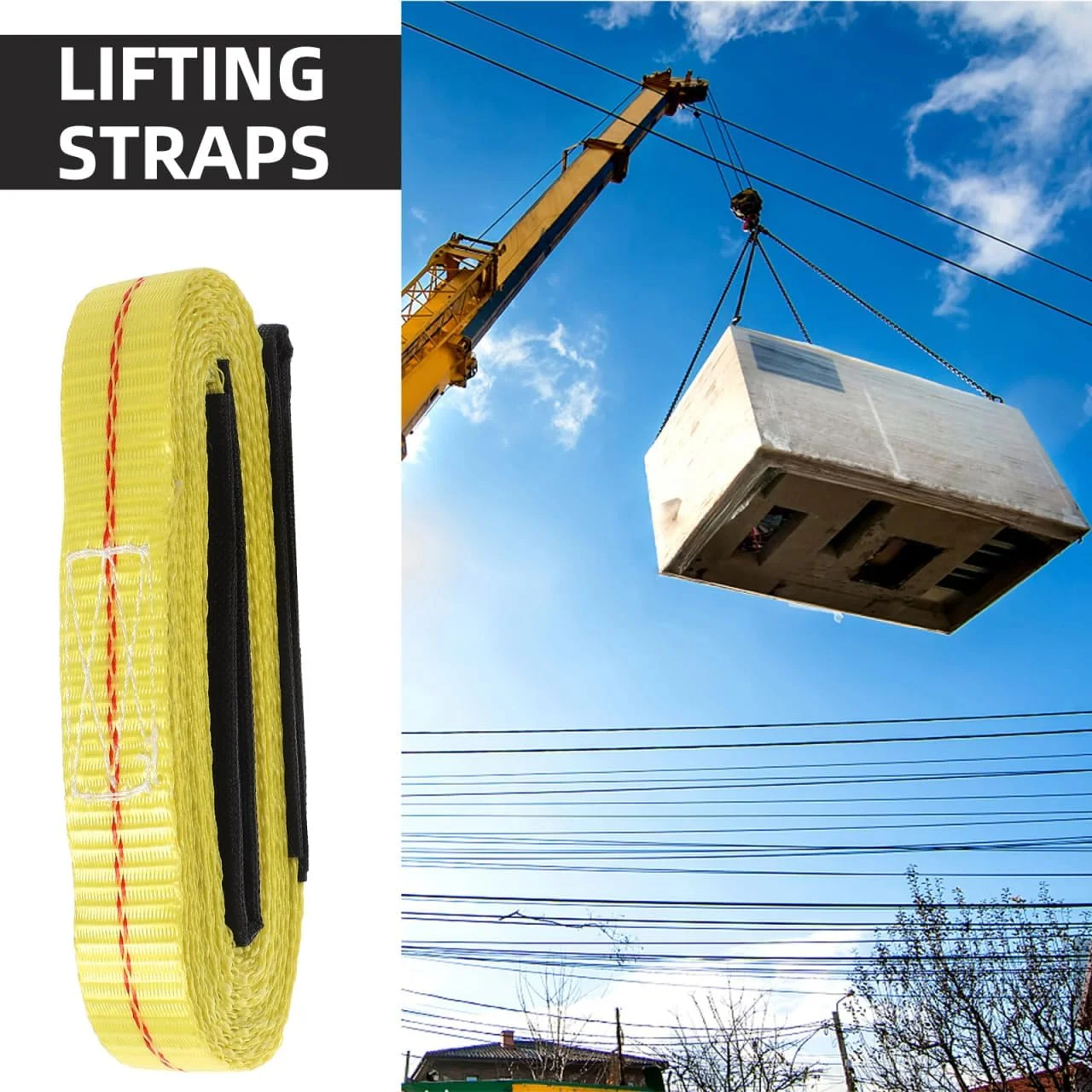 2 عدد تسمه بکسل برای بلند کردن، تسمه های وینچ سنگین برای جابجایی مبلمان، تسمه بالابر بار، طناب های تخت با حلقه های چشمی پلی استر