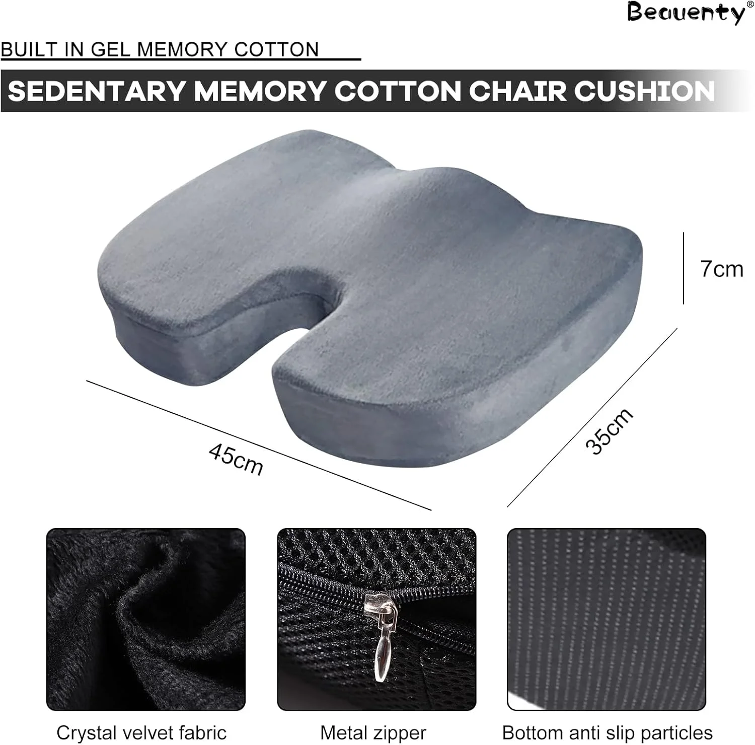 بالشتک صندلی فوم حافظهدار دنبالچه با روکش ژل ضد لغزش – تسکین درد کمر، پشتیبانی از دنبالچه، بالشتک ارتوپدی ضد لغزش برای سیاتیک، صندلی اداری، صندلی ماشین، مسافرت و راحتی در رانندگی بالشتک صندلی فوم حافظهدار دنبالچه با روکش ژل ضد لغزش – تسکین درد کمر، پشتیبانی از دنبالچه، بالشتک ارتوپدی ضد لغزش برای سیاتیک، صندلی اداری، صندلی ماشین، مسافرت و راحتی در رانندگی