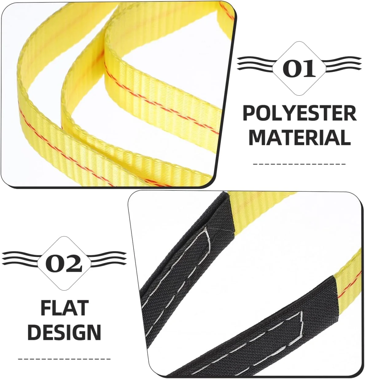 2 عدد تسمه بکسل برای بلند کردن، تسمه های وینچ سنگین برای جابجایی مبلمان، تسمه بالابر بار، طناب های تخت با حلقه های چشمی پلی استر