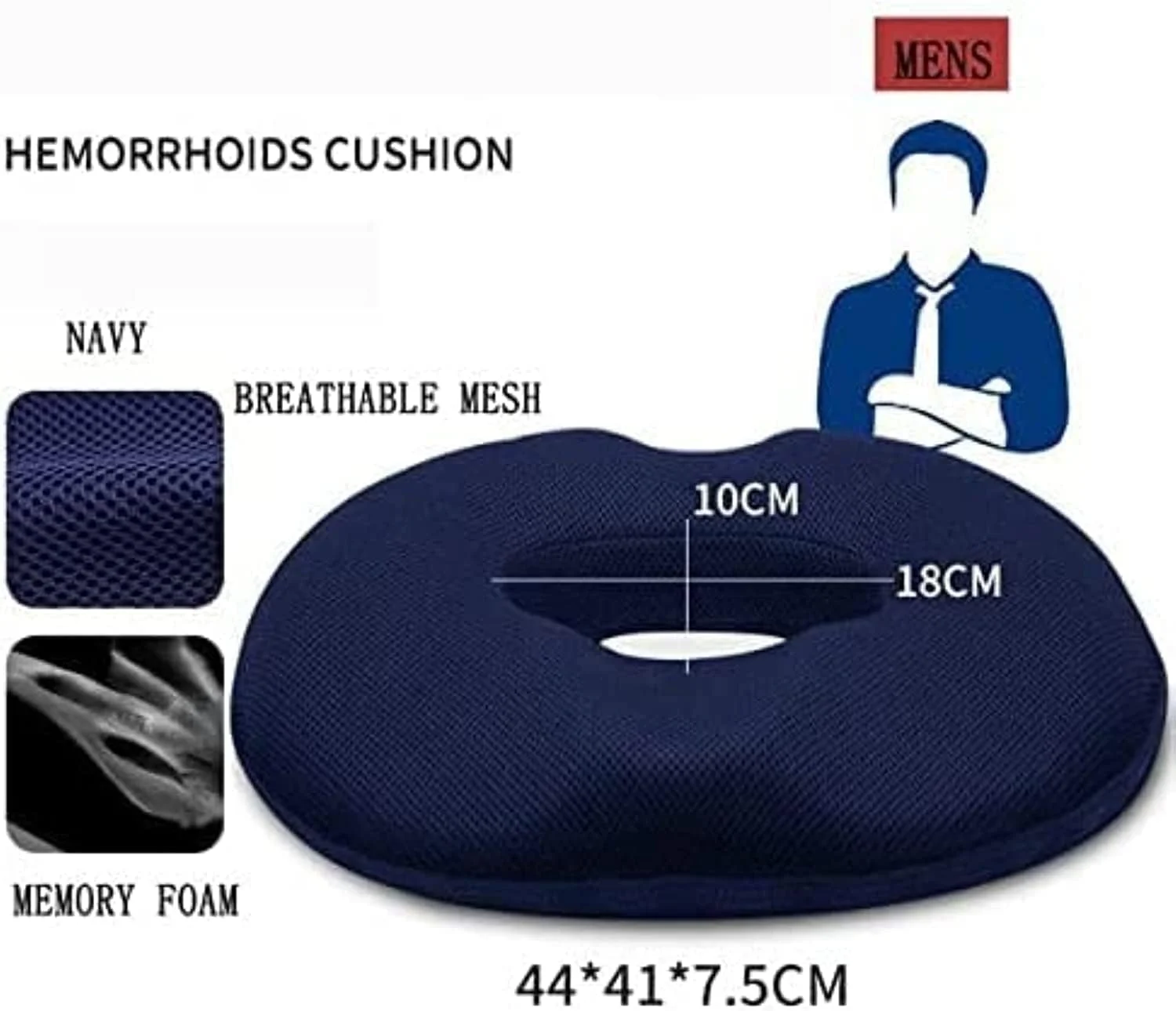 بالشتک نشیمن طبی مموری فوم، مناسب برای استفاده در محیط کار، طراحی زیبا، ضد بواسیر، دارای منفذ برای گردش هوا