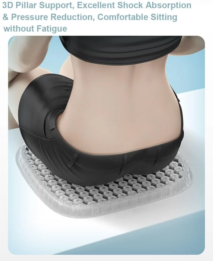 بالشتک صندلی بیوتی، بالشتک ژله ای بزرگ و ضخیم صندلی، پشتیبانی قوی، تسکین دهنده سیاتیک و کمردرد، خنک و قابل تنفس مناسب به عنوان بالشتک صندلی اداری، بالشتک صندلی ماشین، بالشتک ویلچر