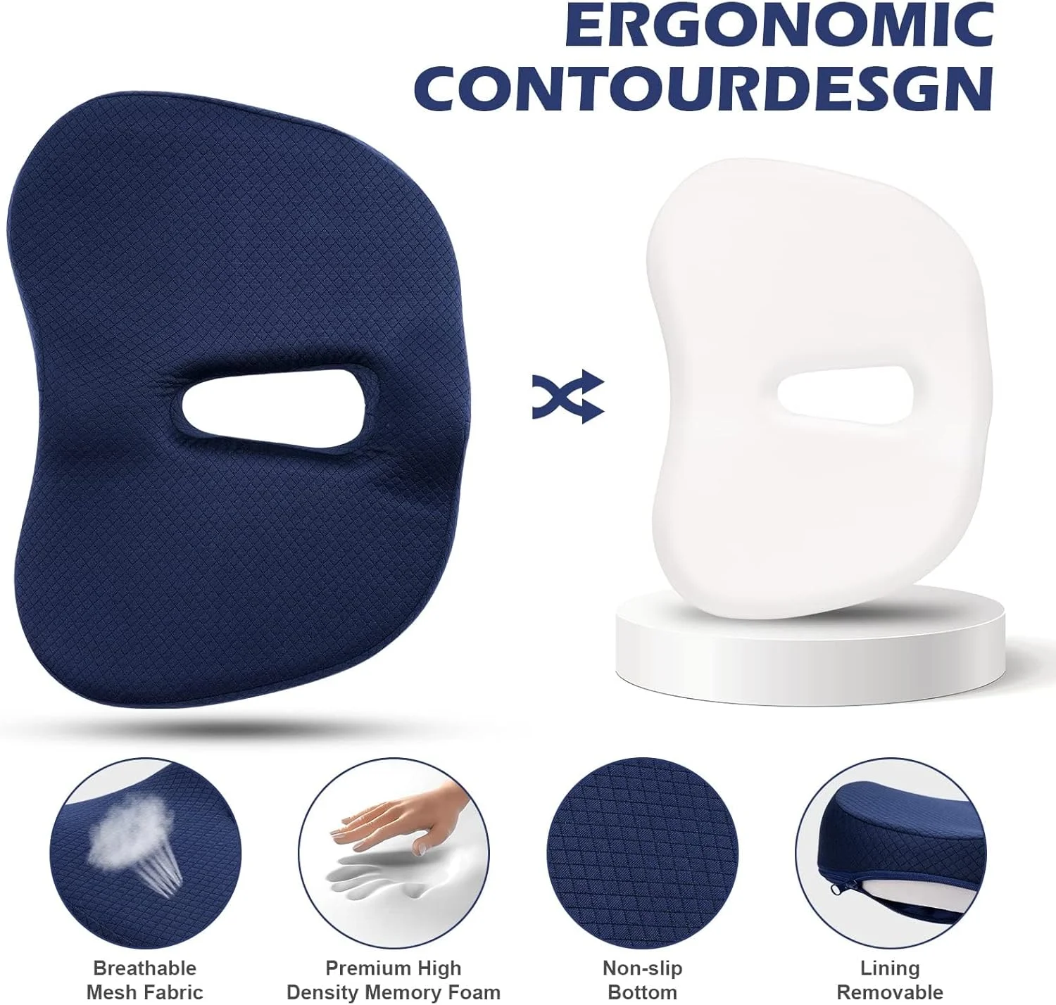 بالشتک صندلی آزونی، بالشتک صندلی اداری فوم حافظه دار ممتاز، بالشتک دنبالچه ضد لغزش قابل تنظیم، بالش سیاتیک برای نشستن درد دنبالچه بالشتک صندلی خودرو، آبی بالشتک صندلی آزونی، بالشتک صندلی اداری فوم حافظه دار ممتاز، بالشتک دنبالچه ضد لغزش قابل تنظیم، بالش سیاتیک برای نشستن درد دنبالچه بالشتک صندلی خودرو، آبی