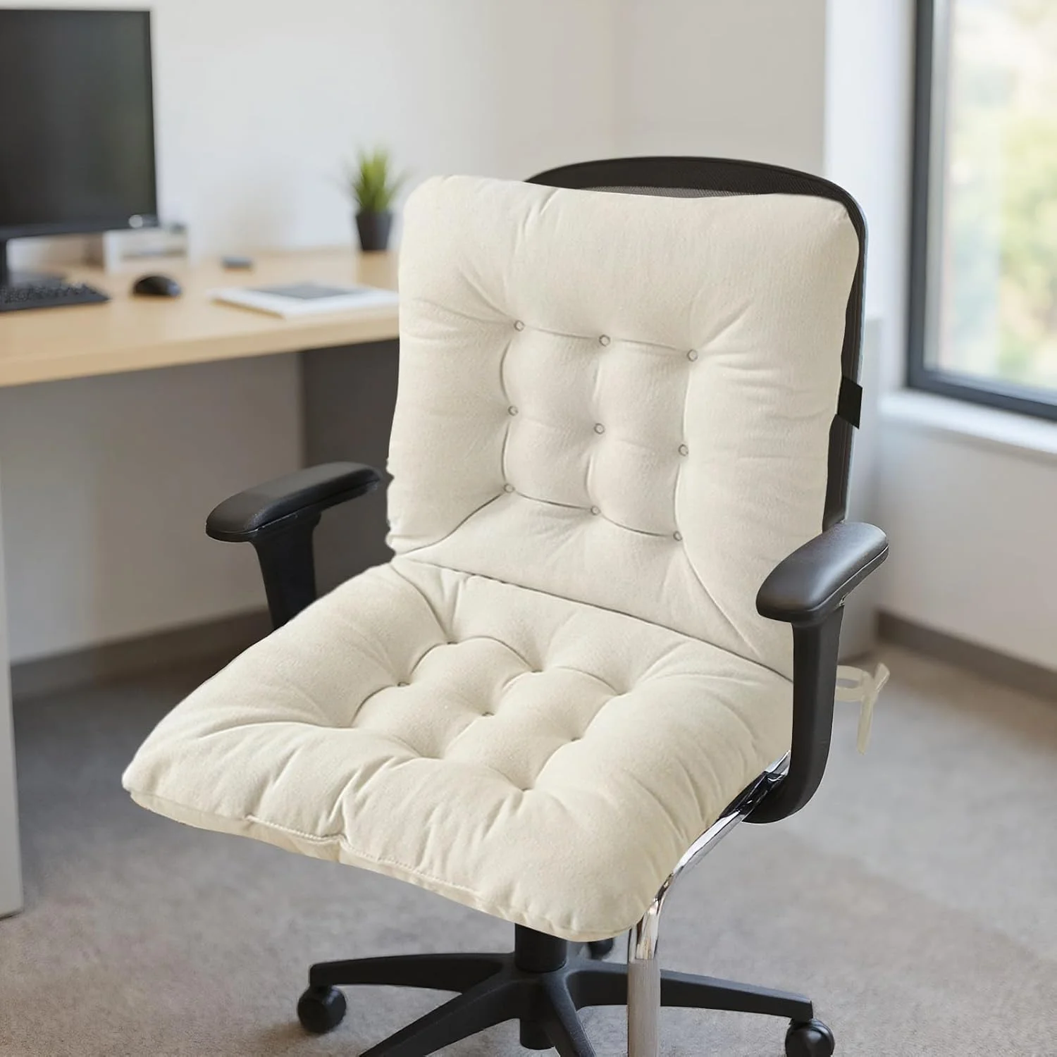 بالشتک صندلی | پد صندلی میز کار | پد پشتیبانی کمری ضد لغزش برای نشستن طولانی مدت در منزل، اتاق نشیمن، اتاق خواب، آپارتمان، خوابگاه، صندلی چرخدار، دانشجویی