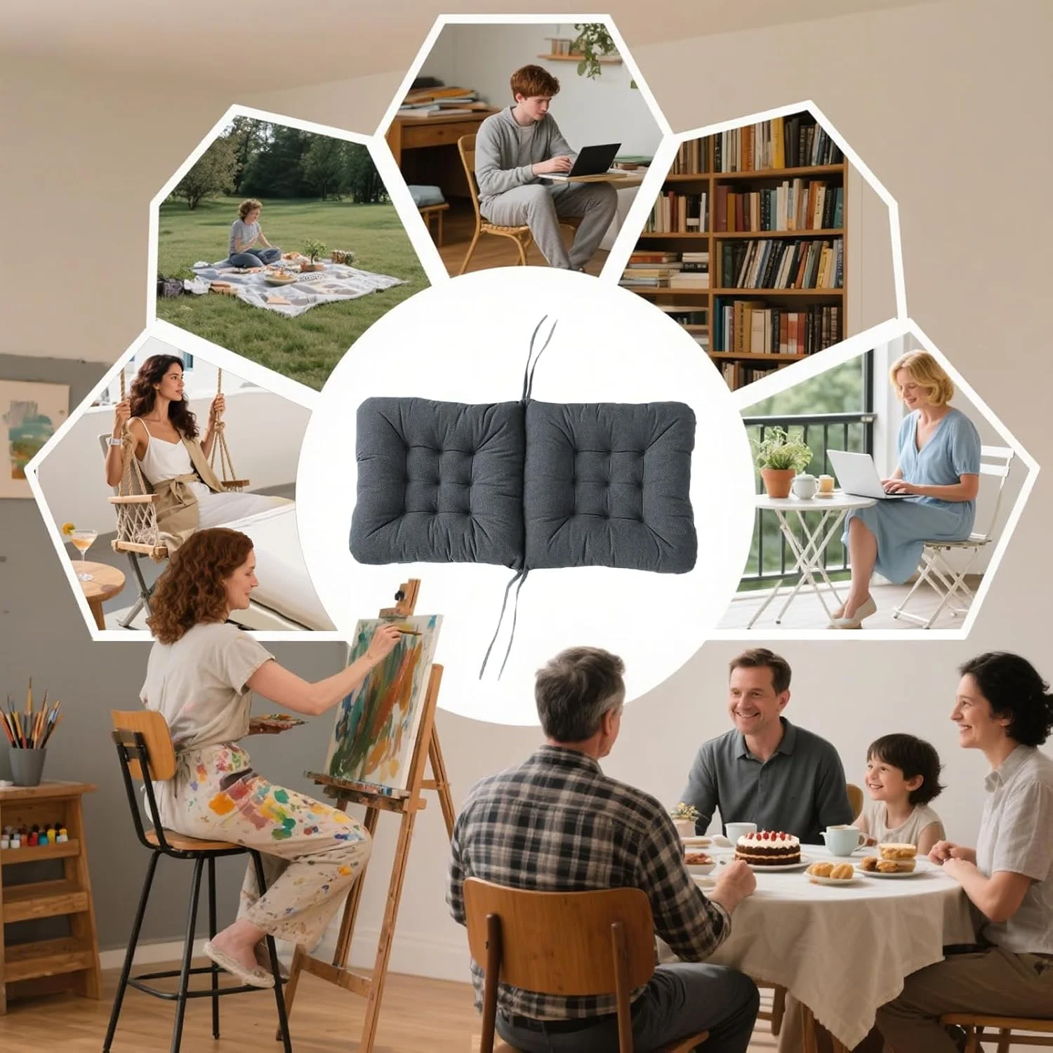 بالشتک صندلی، کوسن صندلی برای صندلی های آشپزخانه | پد پشتیبانی کمری ضد لغزش برای نشستن طولانی مدت در داخل خانه، اتاق نشیمن، اتاق خواب، آپارتمان، خوابگاه، صندلی چرخدار، دانشجویی بالشتک صندلی، کوسن صندلی برای صندلی های آشپزخانه | پد پشتیبانی کمری ضد لغزش برای نشستن طولانی مدت در داخل خانه، اتاق نشیمن، اتاق خواب، آپارتمان، خوابگاه، صندلی چرخدار، دانشجویی