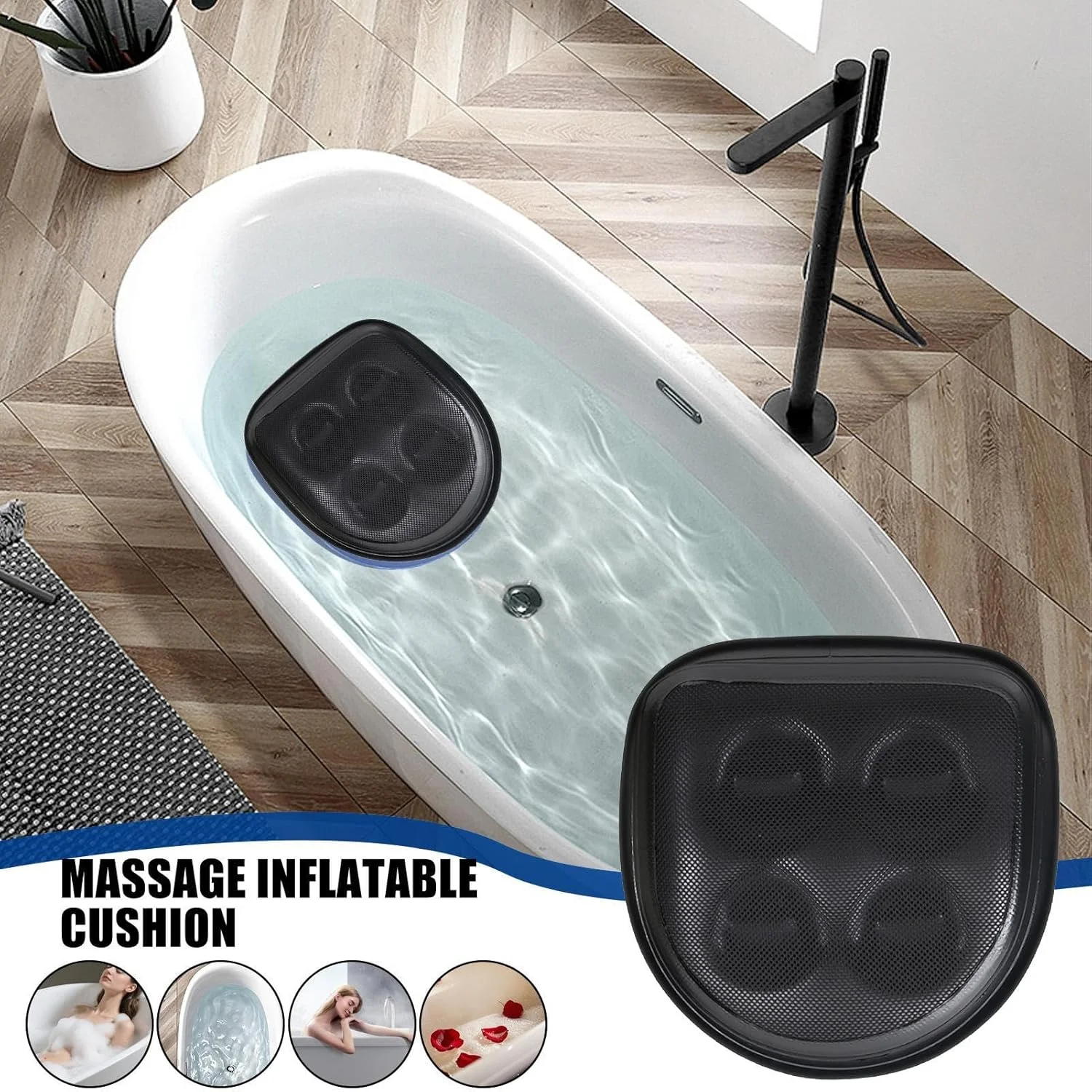 نشیمنگاه بادی تقویت کننده | نشیمنگاه ضد لغزش و دارای انحنا برای اسپا با زیره ضد لغزش، کوسن توری هوا قابل حمل برای اسپا برای خانه، میز، کمپینگ، مسافرت، رانندگی، هواپیما، محل کار روزانه