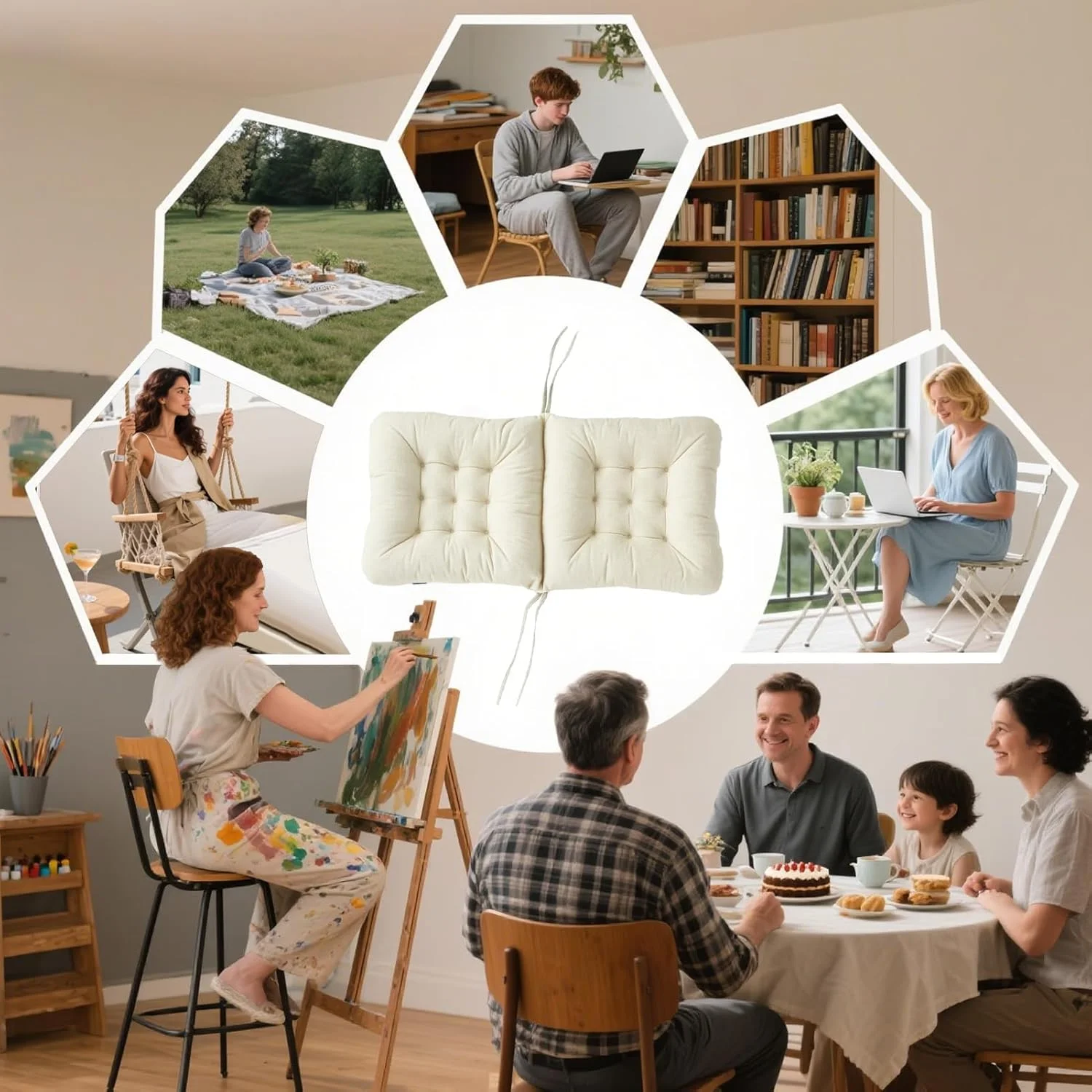 بالشتک صندلی - بالشتک صندلی آشپزخانه، پد نشیمن بلند مدت برای پشتیبانی از باسن برای داخل خانه، معلم، دانشجو، آپارتمان، اتاق نشیمن، اتاق خواب، صندلی چرخدار بالشتک صندلی - بالشتک صندلی آشپزخانه، پد نشیمن بلند مدت برای پشتیبانی از باسن برای داخل خانه، معلم، دانشجو، آپارتمان، اتاق نشیمن، اتاق خواب، صندلی چرخدار