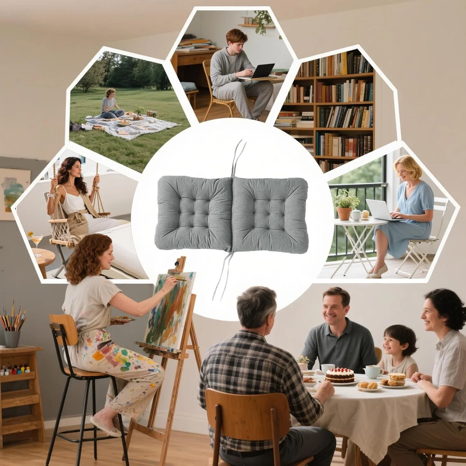 بالشتک صندلی میز - بالشتک صندلی آشپزخانه، پد نشیمن برای پشتیبانی طولانی مدت از باسن برای اتاق نشیمن آپارتمان دانشجویی معلم داخلی، اتاق خواب، ویلچر بالشتک صندلی میز - بالشتک صندلی آشپزخانه، پد نشیمن برای پشتیبانی طولانی مدت از باسن برای اتاق نشیمن آپارتمان دانشجویی معلم داخلی، اتاق خواب، ویلچر