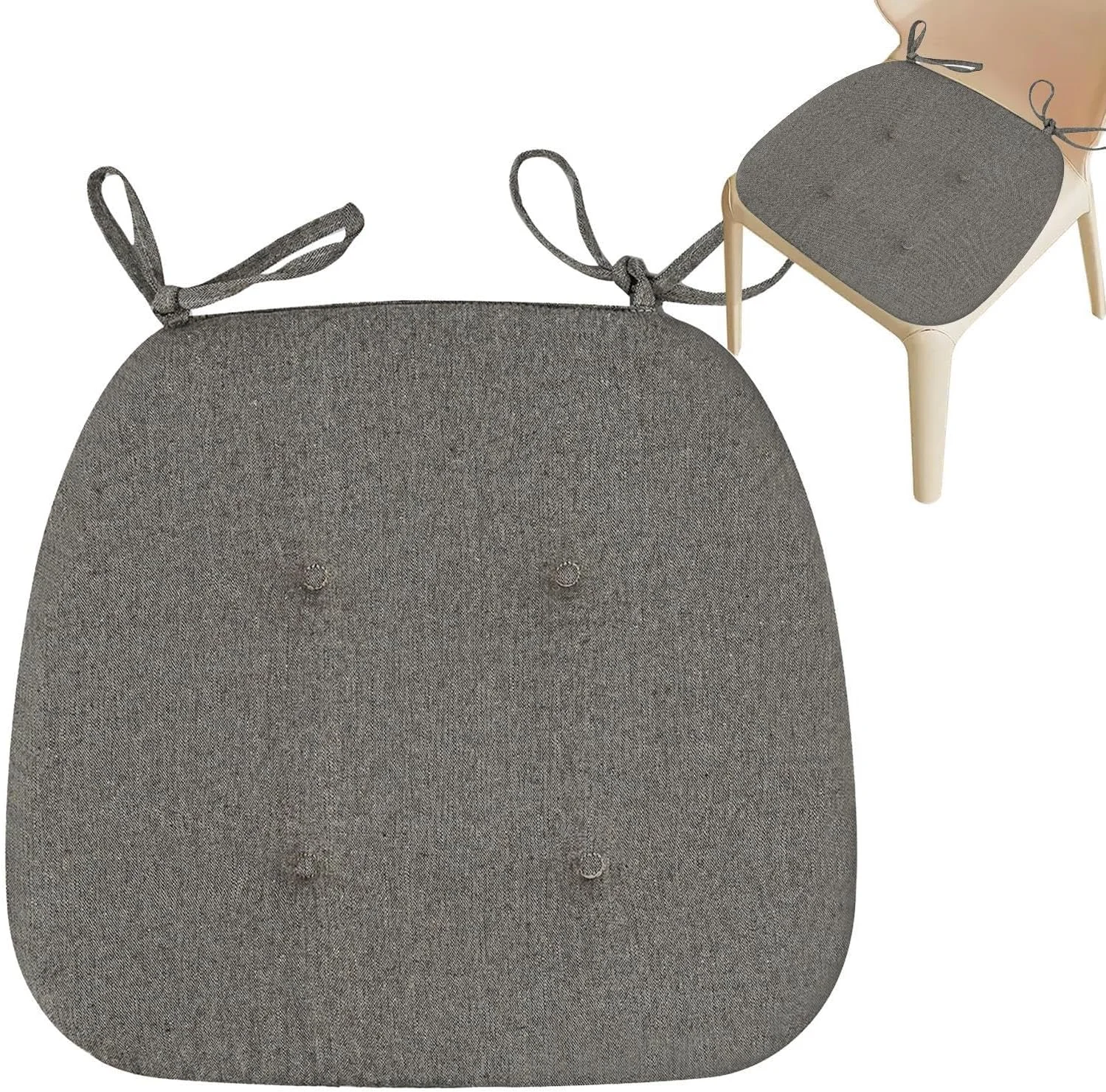 بالشتک صندلی برای صندلی های غذاخوری - پد صندلی برای صندلی های غذاخوری با بند، پد ارگونومیک، روکش ضخیم نرم، زیرانداز ضد لغزش برای نشستن بزرگسالان