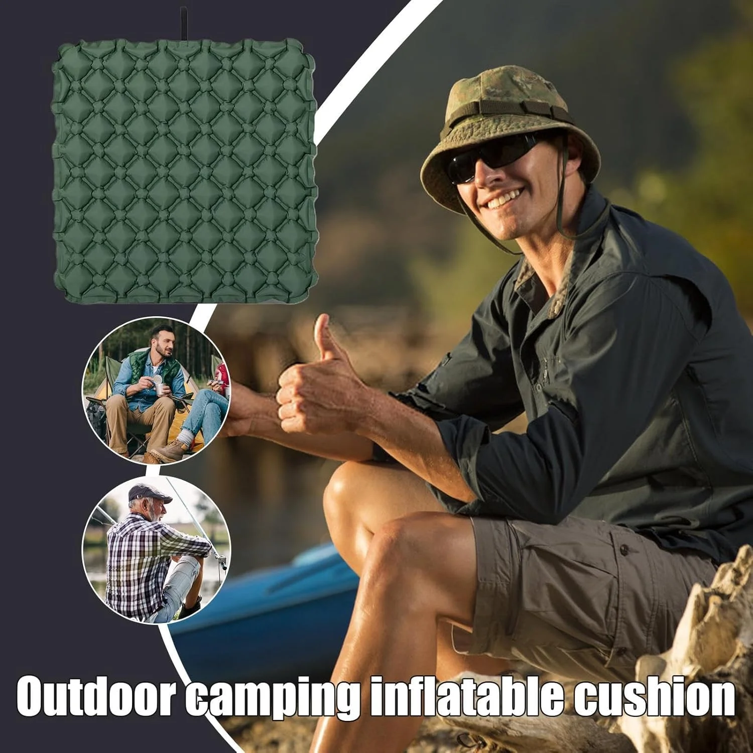 بالشتک صندلی بادی مسافرتی | بالشتک صندلی بادی - پشتیبانی قابل حمل برای میز خوابگاه، محل کار، رانندگی، کامیون، مسافرت، کمپینگ