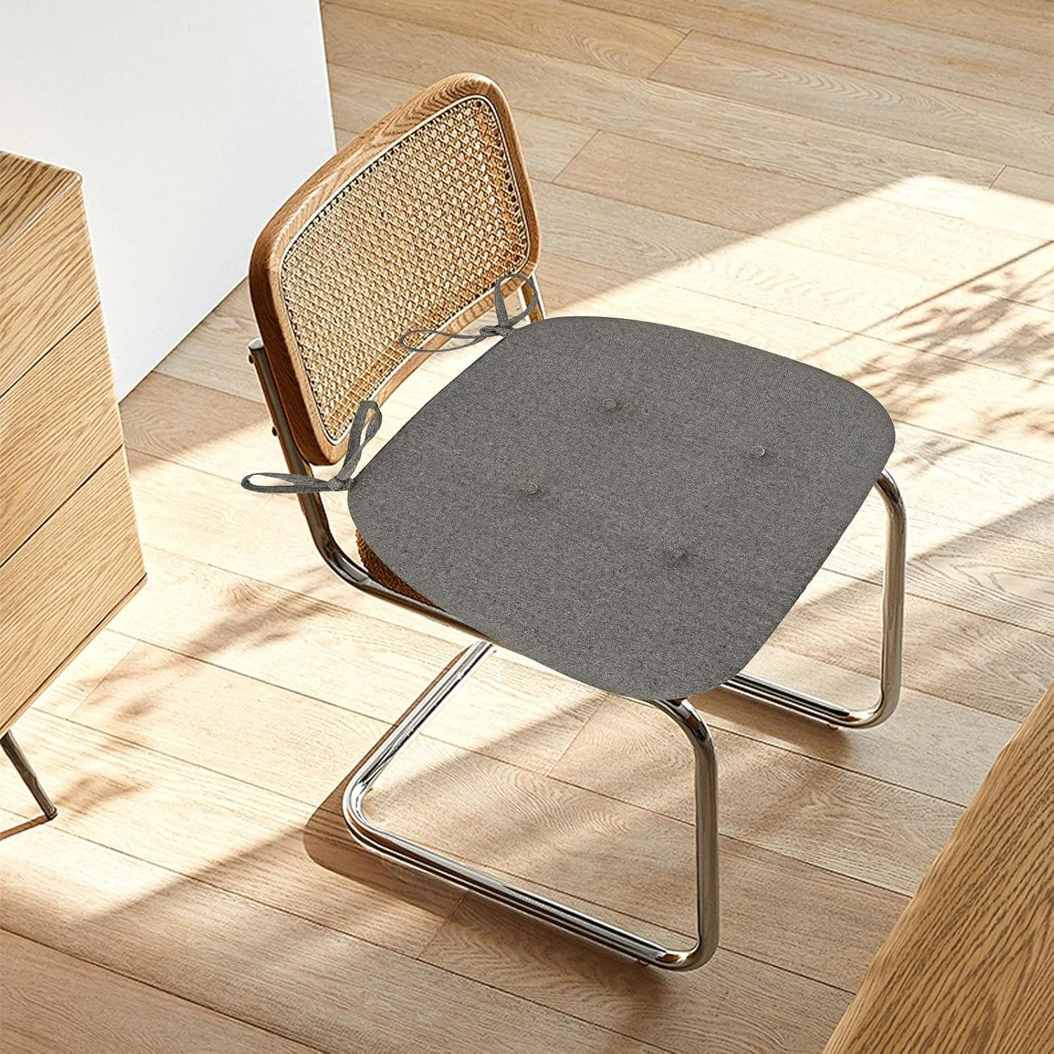 بالشتک صندلی آشپزخانه، پدهای صندلی ناهار خوری تنفسی با بند، زیر نشیمن ضخیم، بالشتک صندلی نرم و بدون لغزش برای خانه و محل کار